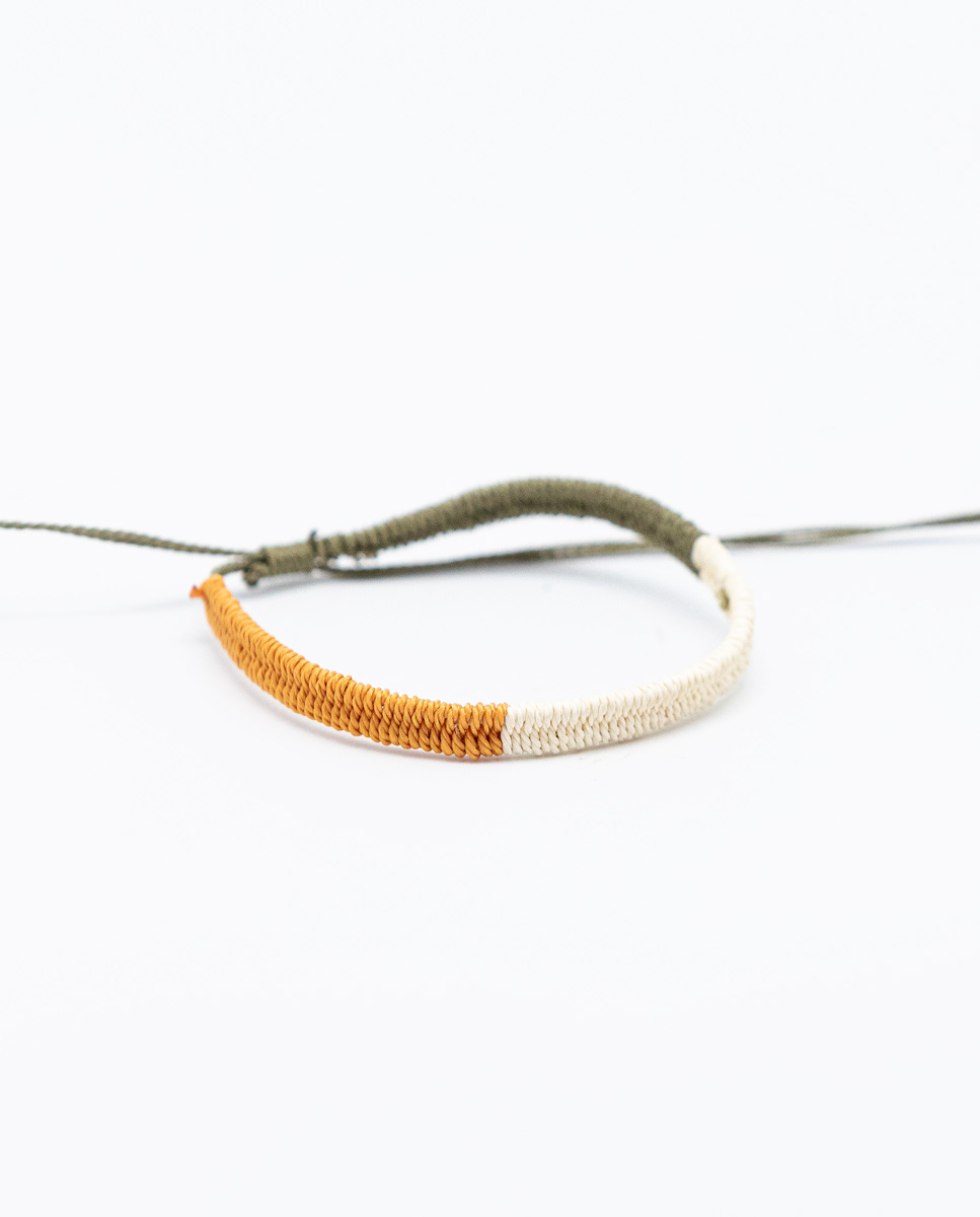 Bracelet Tricolore Moutarde / ??cru / Kaki