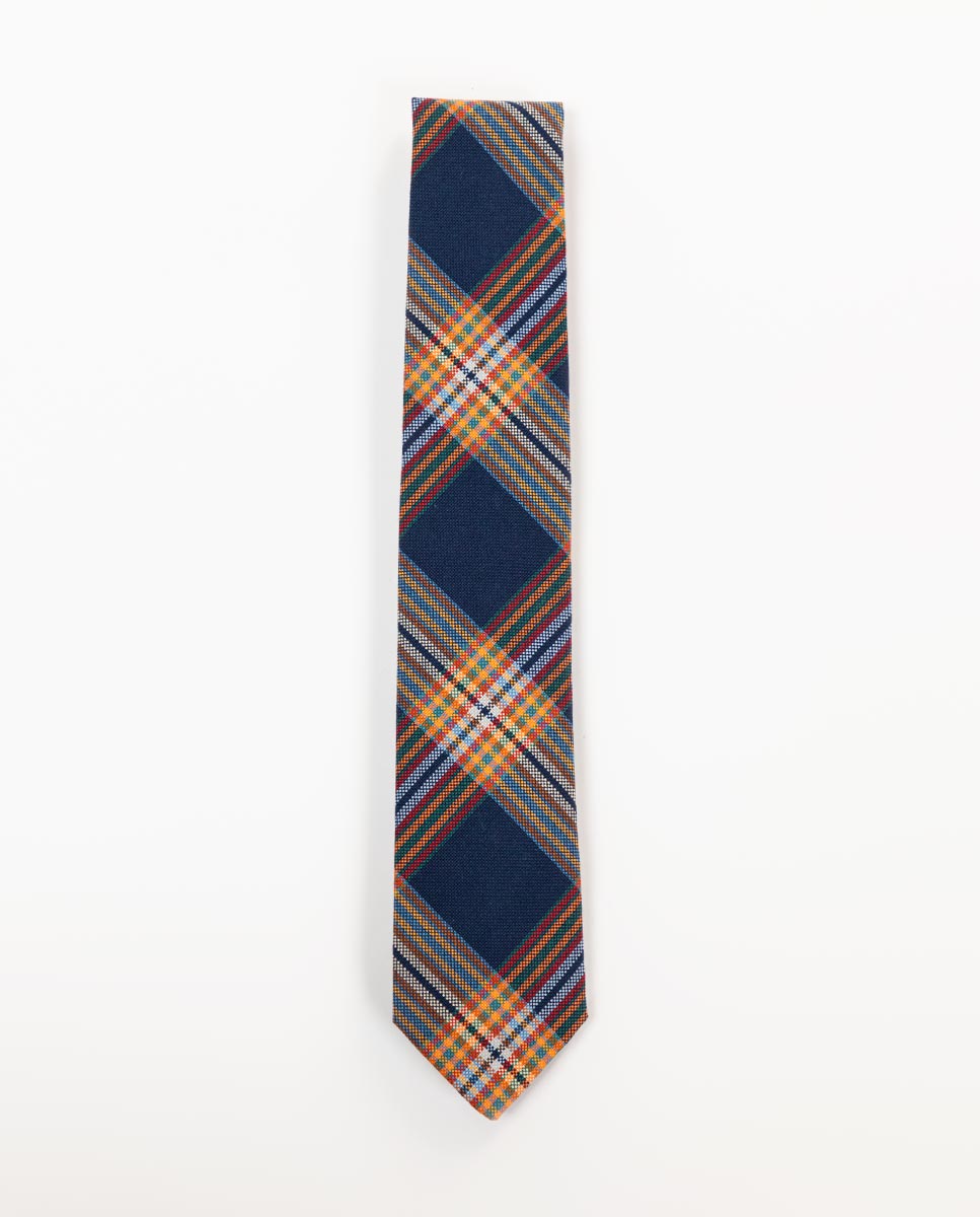 Corbata Cuadro Multicolor Azul