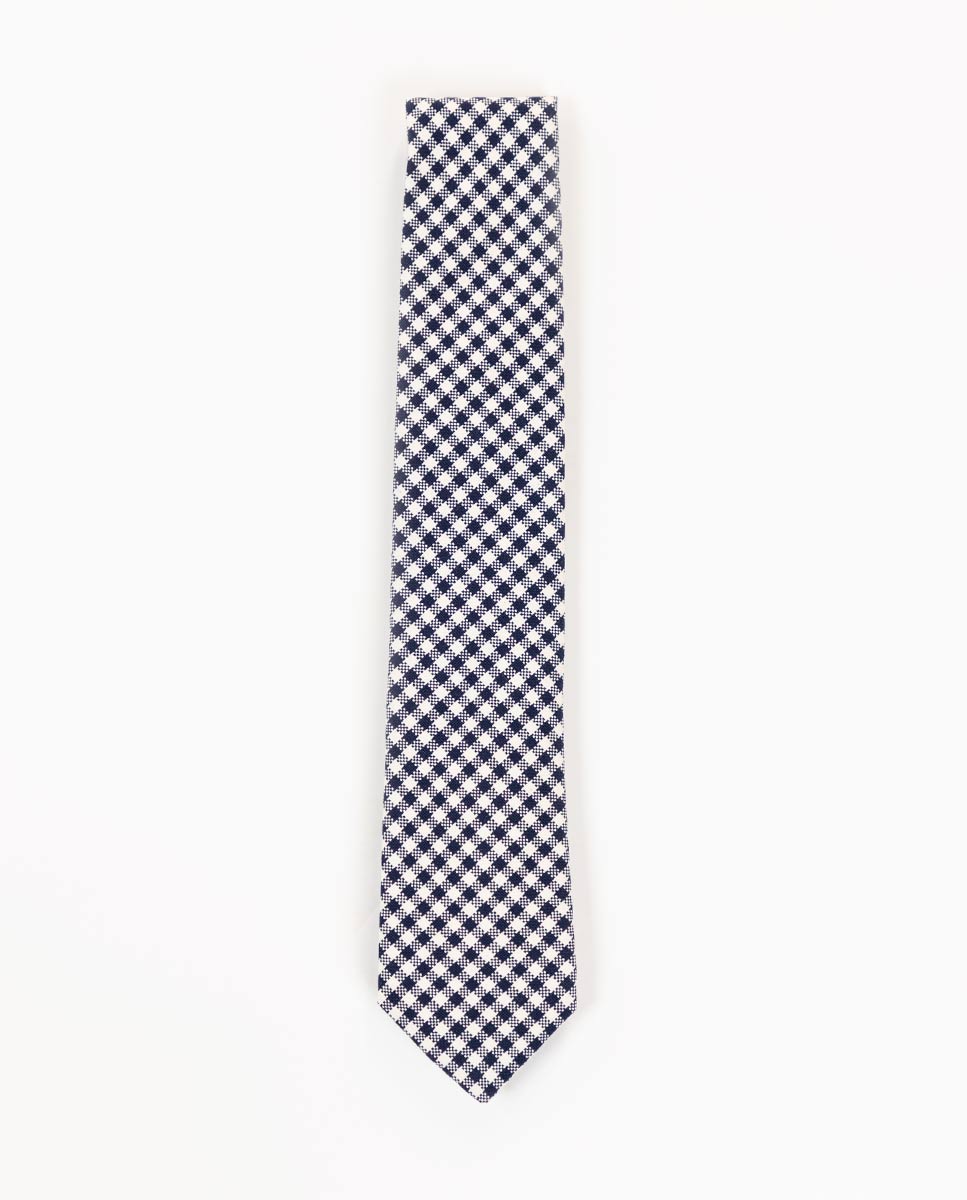 Corbata Vichy Marino Blanco