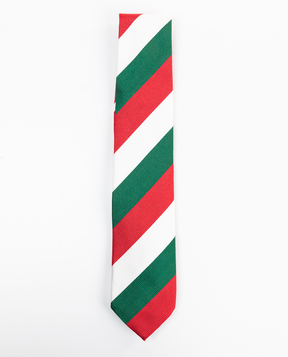 Green Red Regimental Stripe Tie