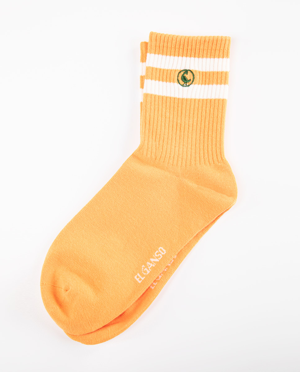 Chaussette Coton Midi Rayures Orange