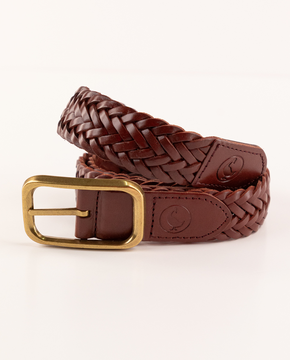 Cinto de couro trançado marrom