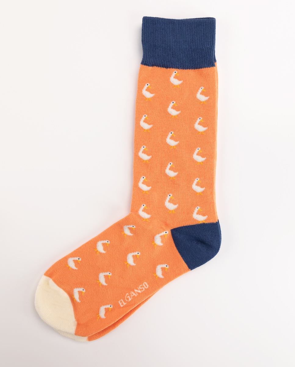 Meia de algodão Orange Geese