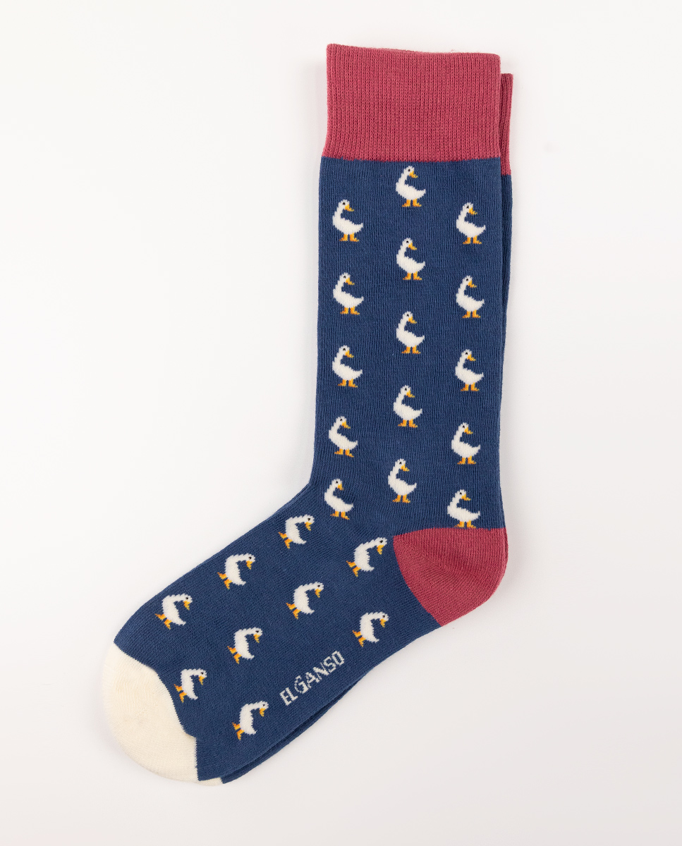 Meia de algodão Navy Geese