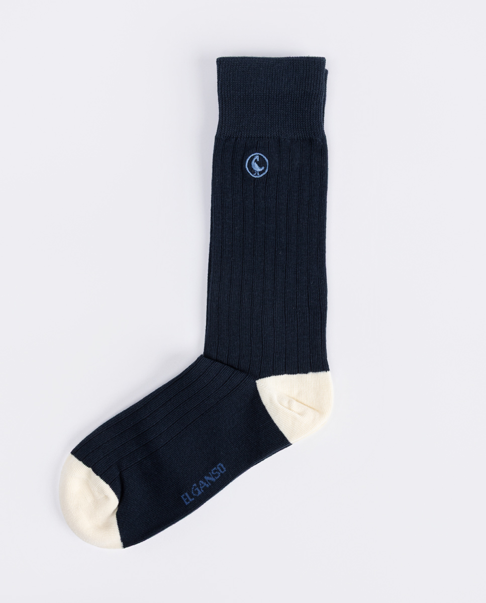 Marineblaue gerippte Baumwollsocke