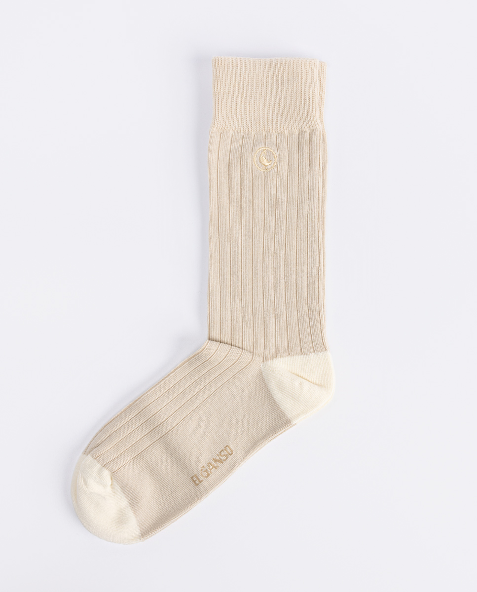 Rohgerippte Baumwollsocke