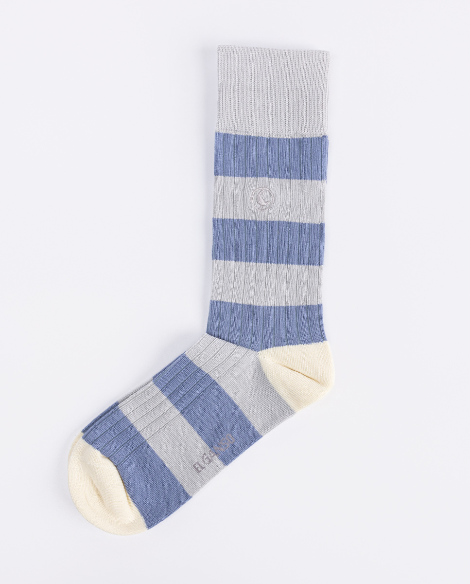 Gestreifte Rippsocken aus Baumwolle, Grau