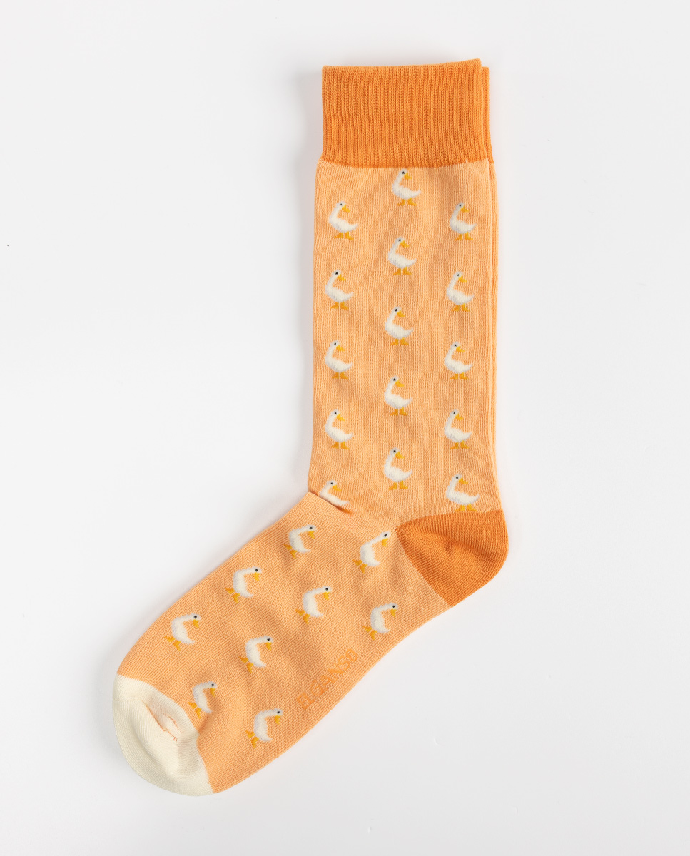 Chaussettes en coton orange à motifs d oies