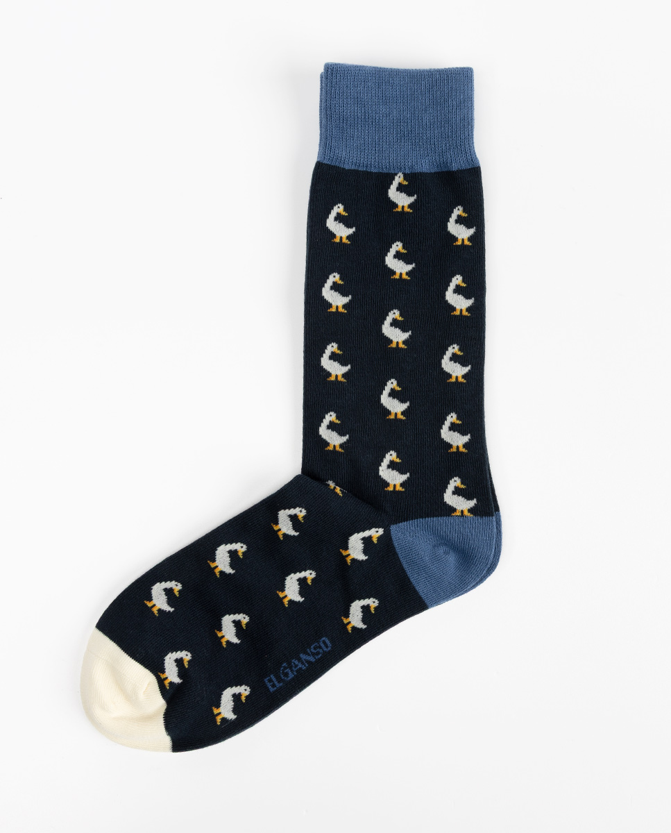 Calcetín Algodón Gansos Marino