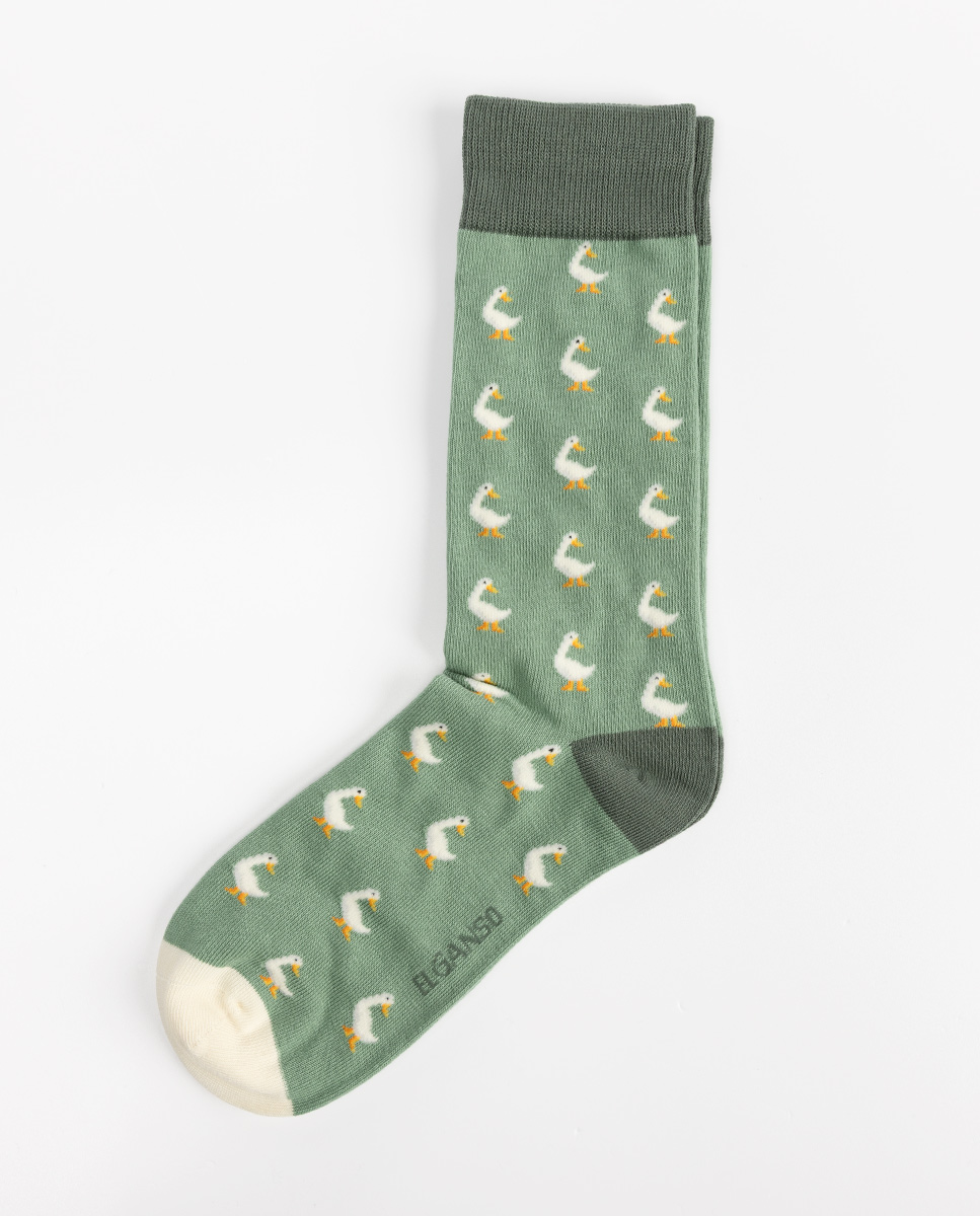 Calcetín Algodón Gansos Verde