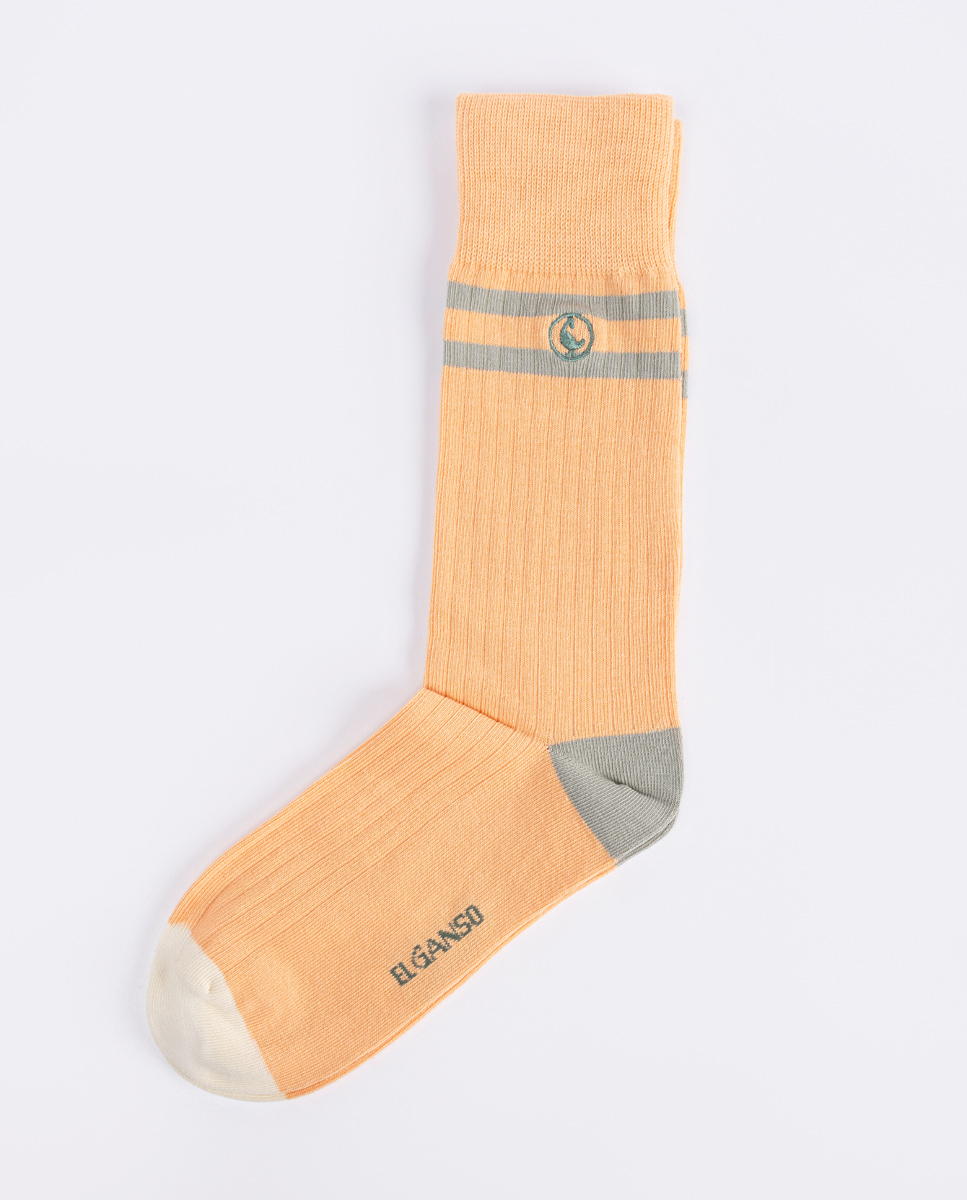 Orange gerippte College-Socke aus Baumwolle