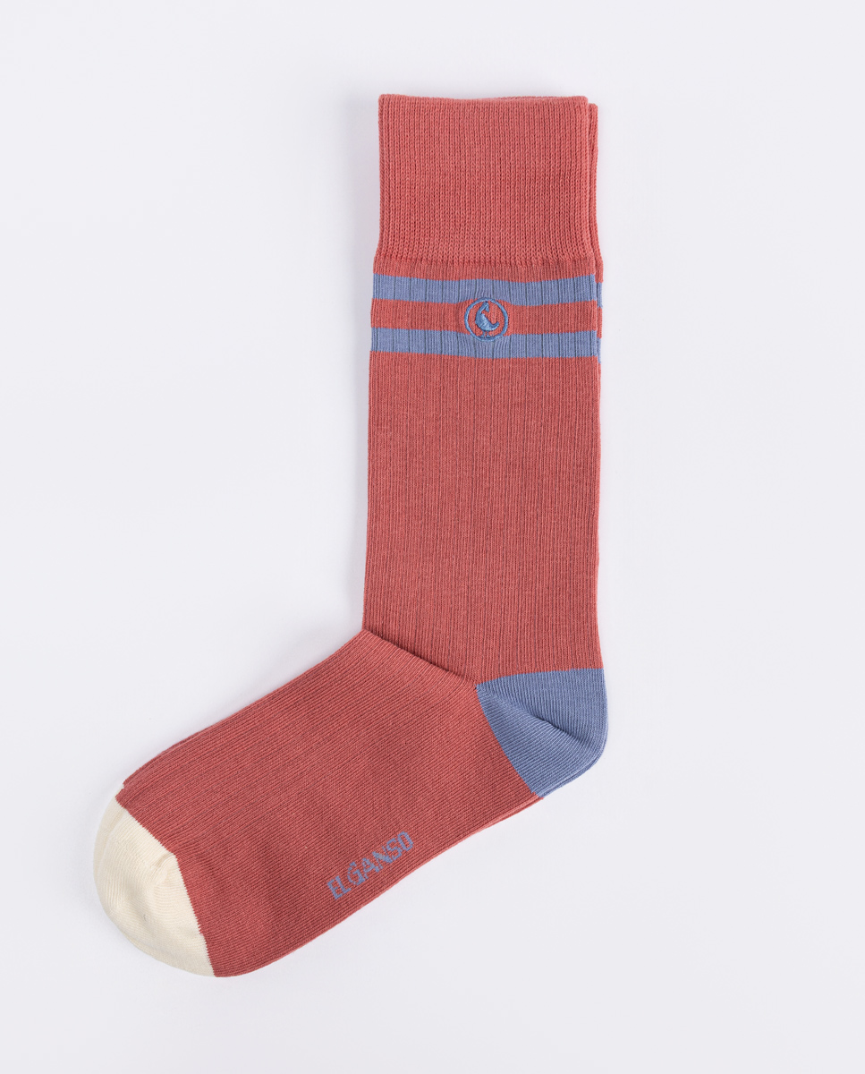 Chaussettes universitaires en coton côtelé rouge