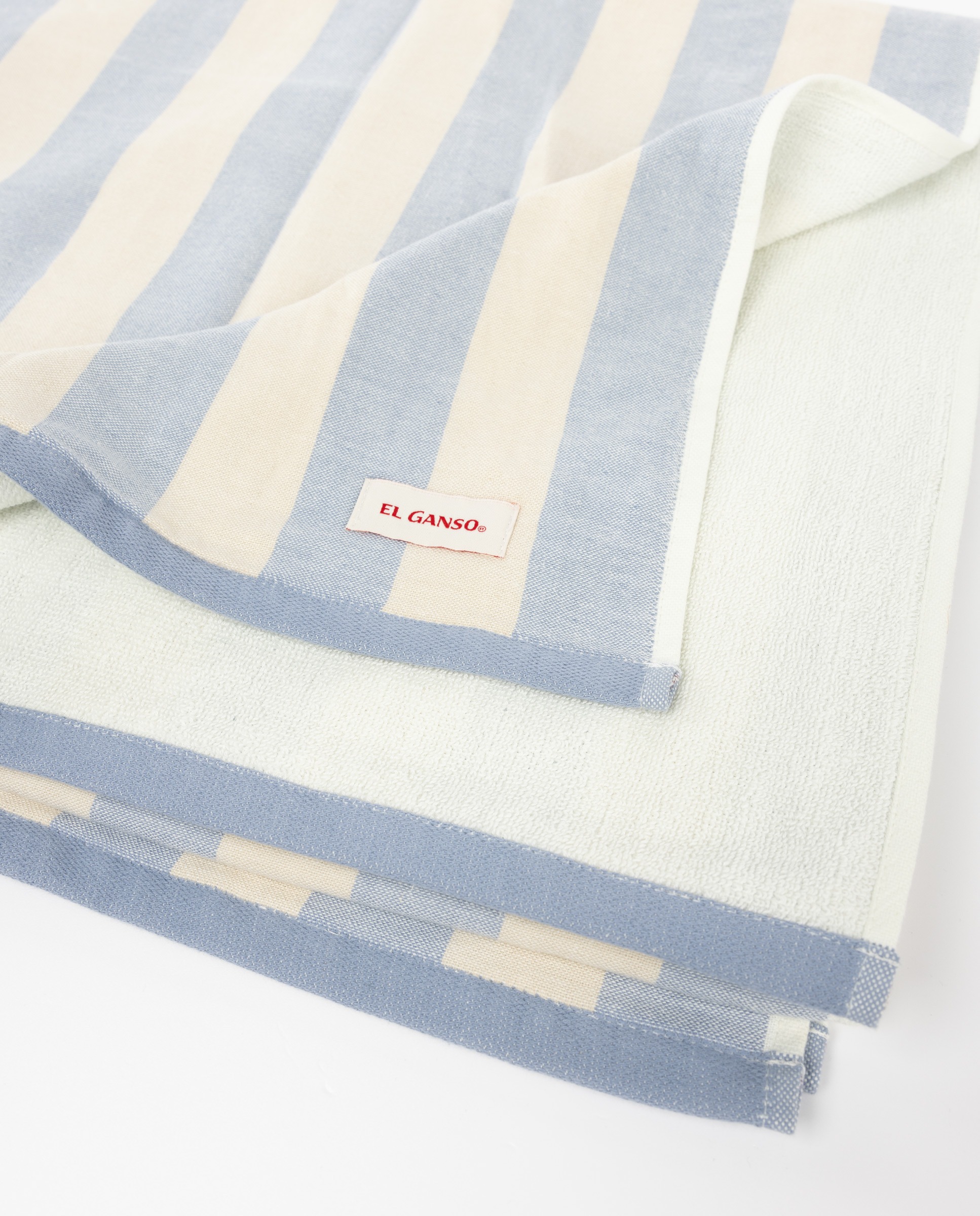 Toalla Rayas Celeste Crudo