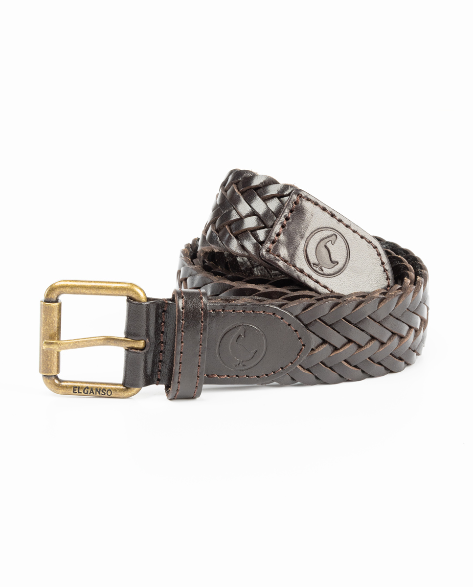 Cinto de couro trançado marrom