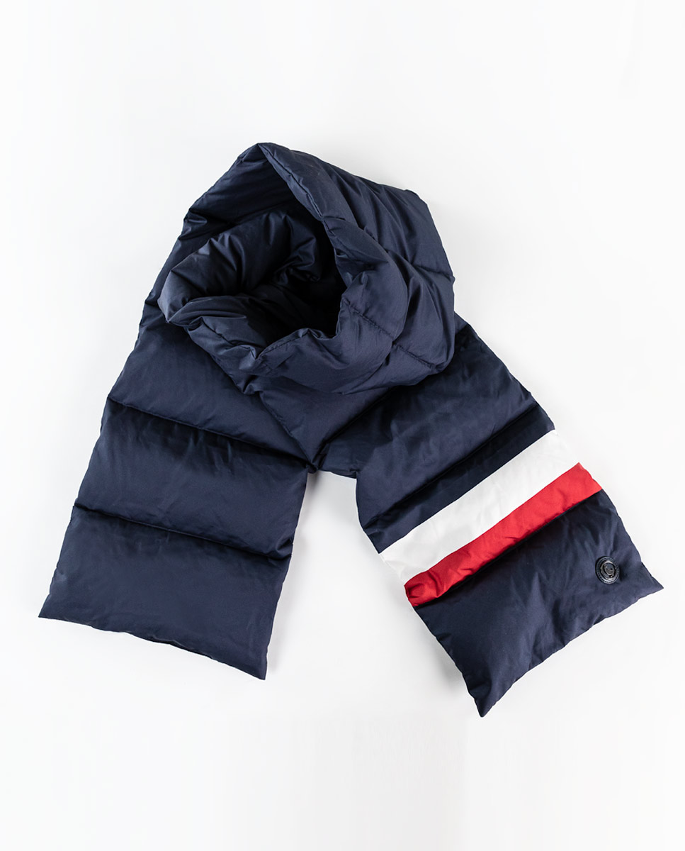 Icon Plain Navy Quilted Nylon Scarf
