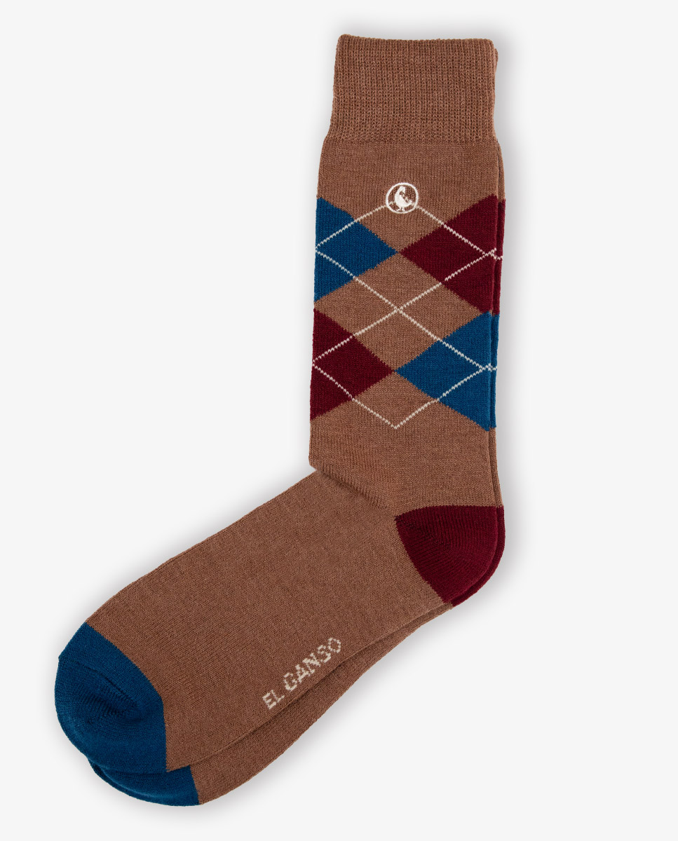 Brown Diamond Wool Socks