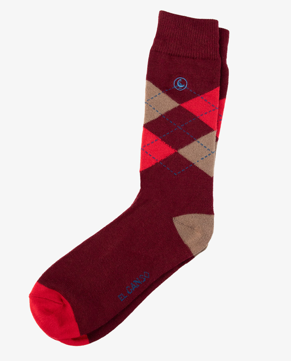 Maroon Diamond Wool Socks