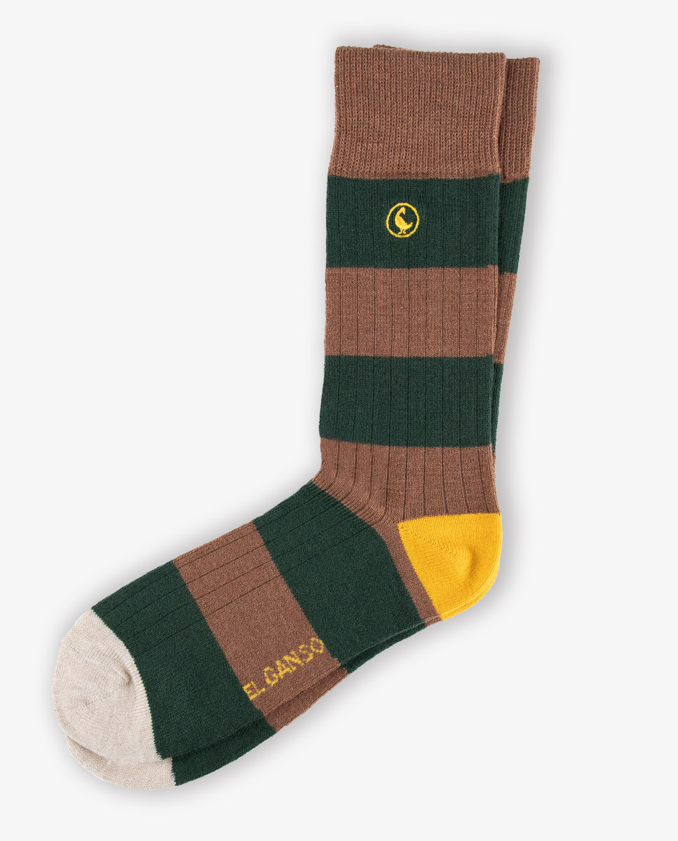 Socke Streifen Wolle Braun