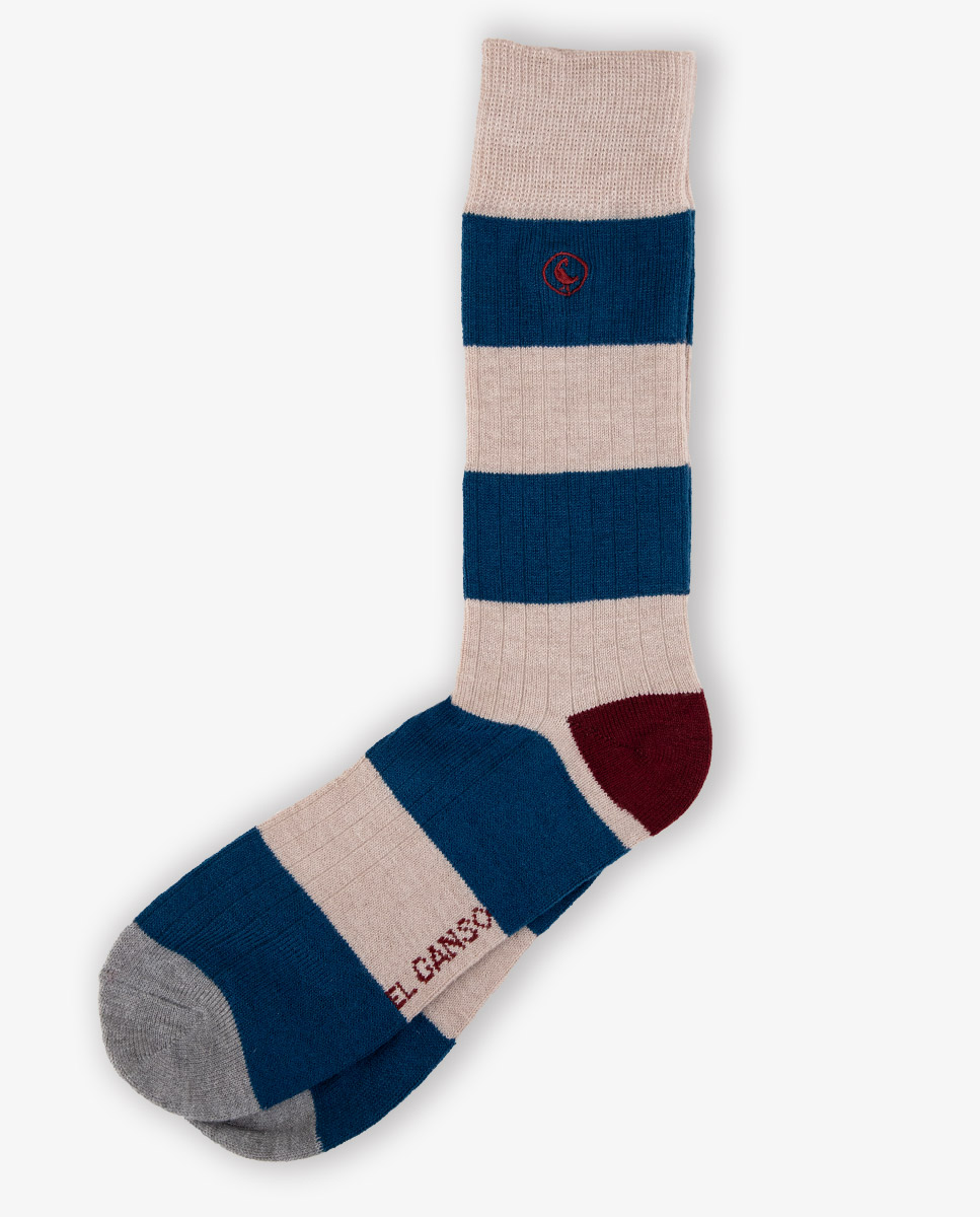 Socke Streifen Wolle Grau