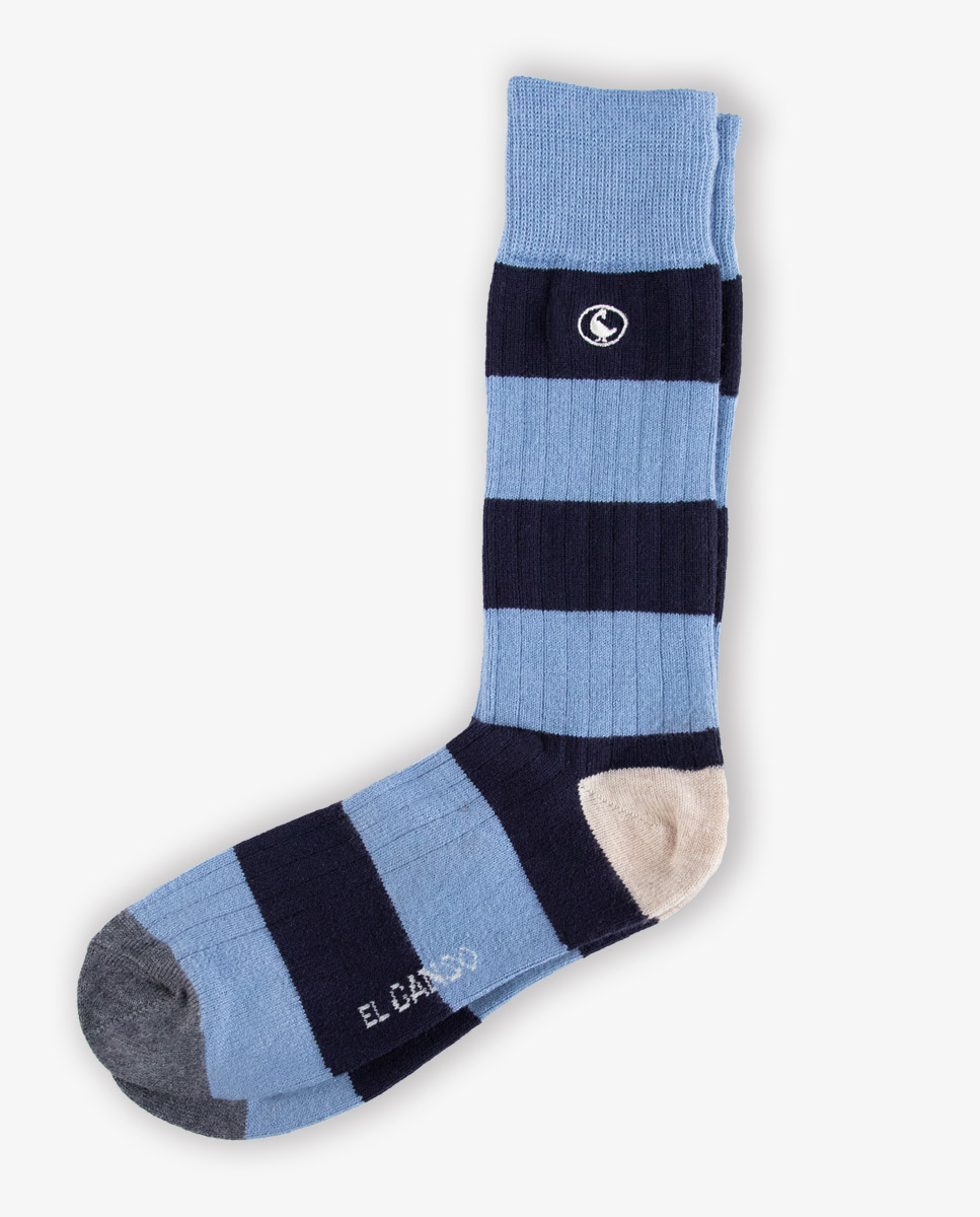 Chaussette Rayures Laine Bleue