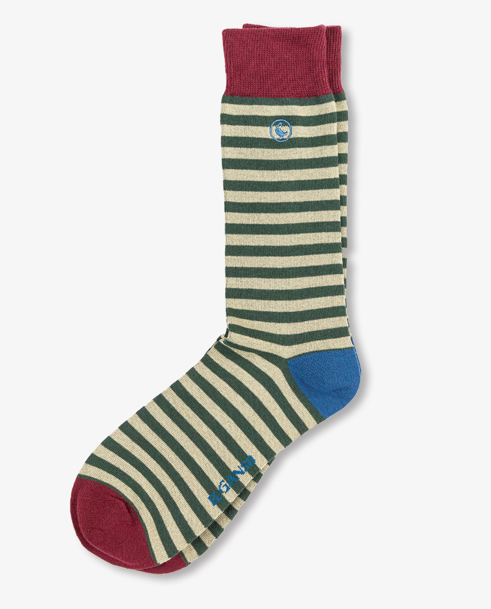 Chaussette Rayures Coton Verte