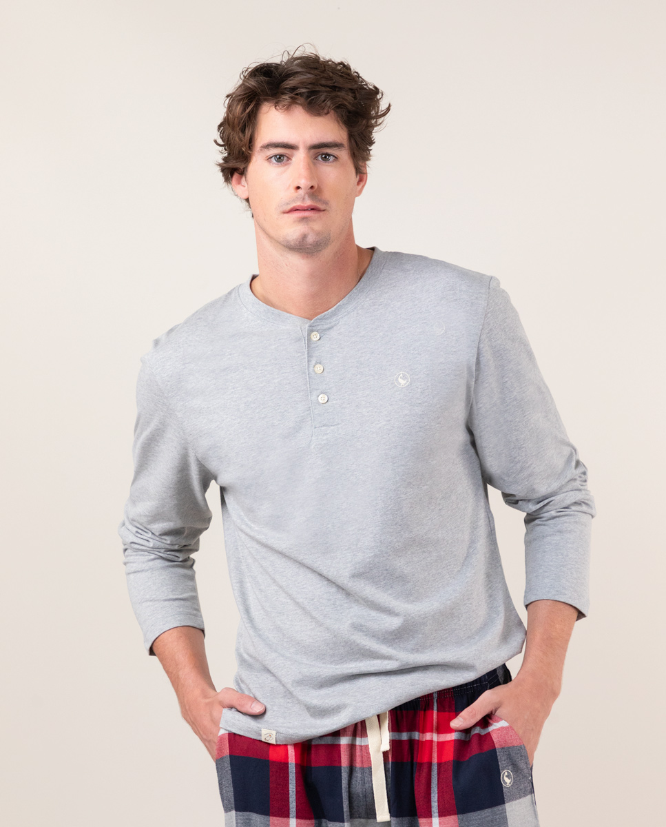 Camiseta de manga comprida cinza