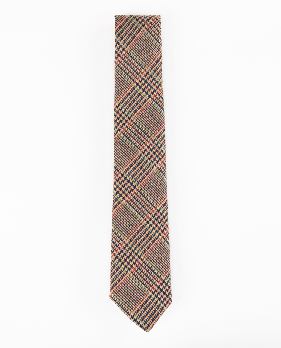 Green Orange Prince of Wales Check Tie