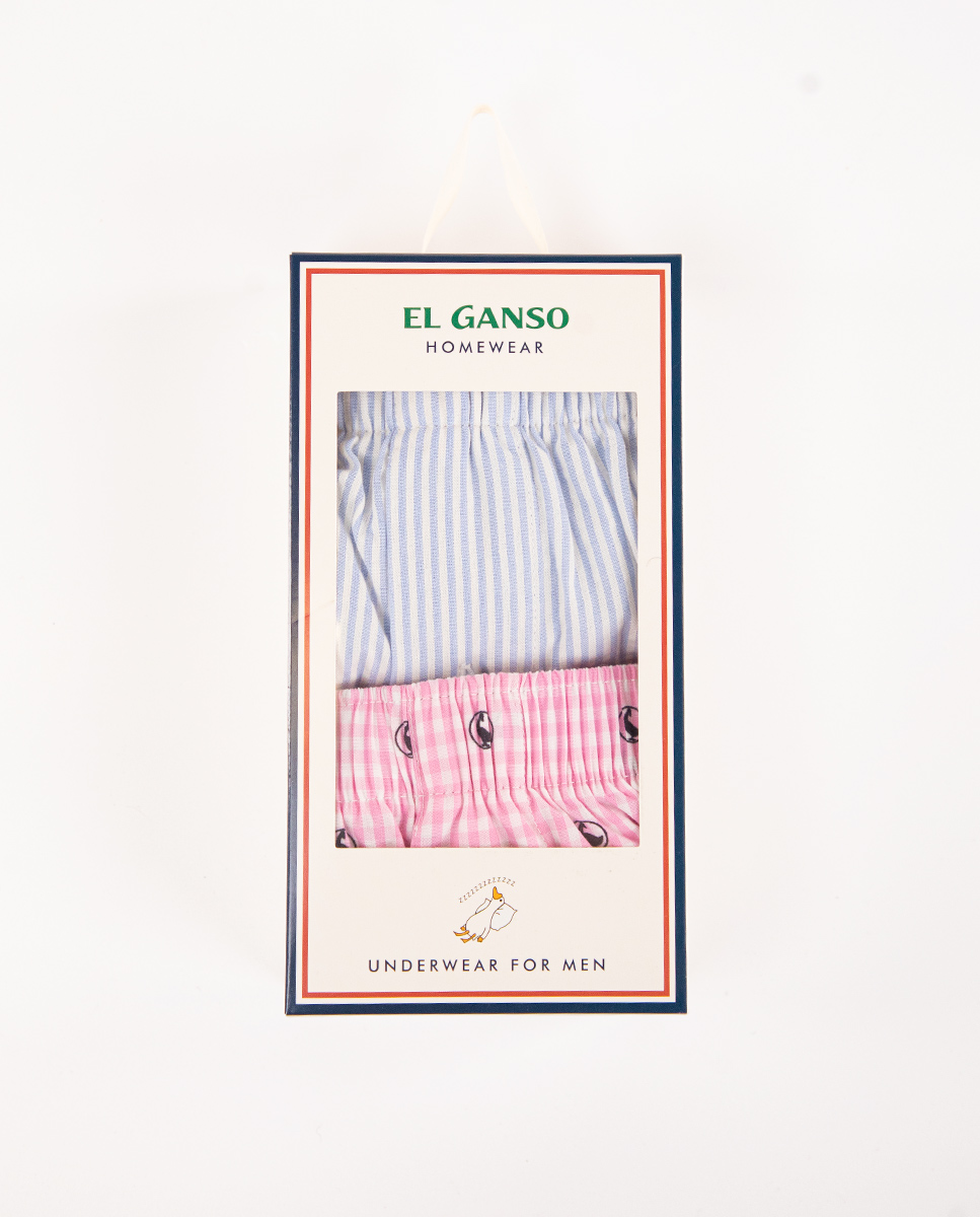 Pack de Cuecas Seersucker Stripe Azul Vichy Rosa Gansos