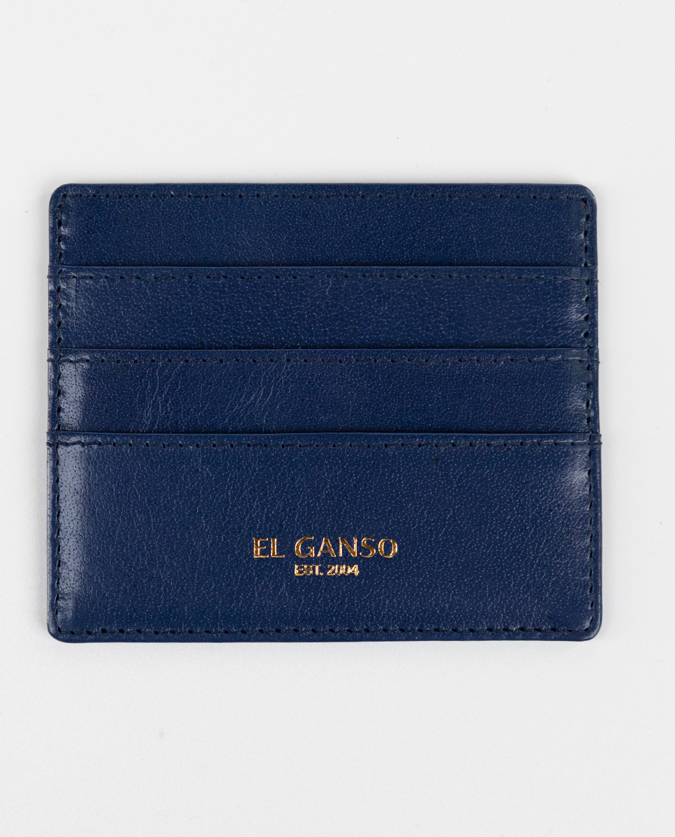 Porta-cartões em couro marinho