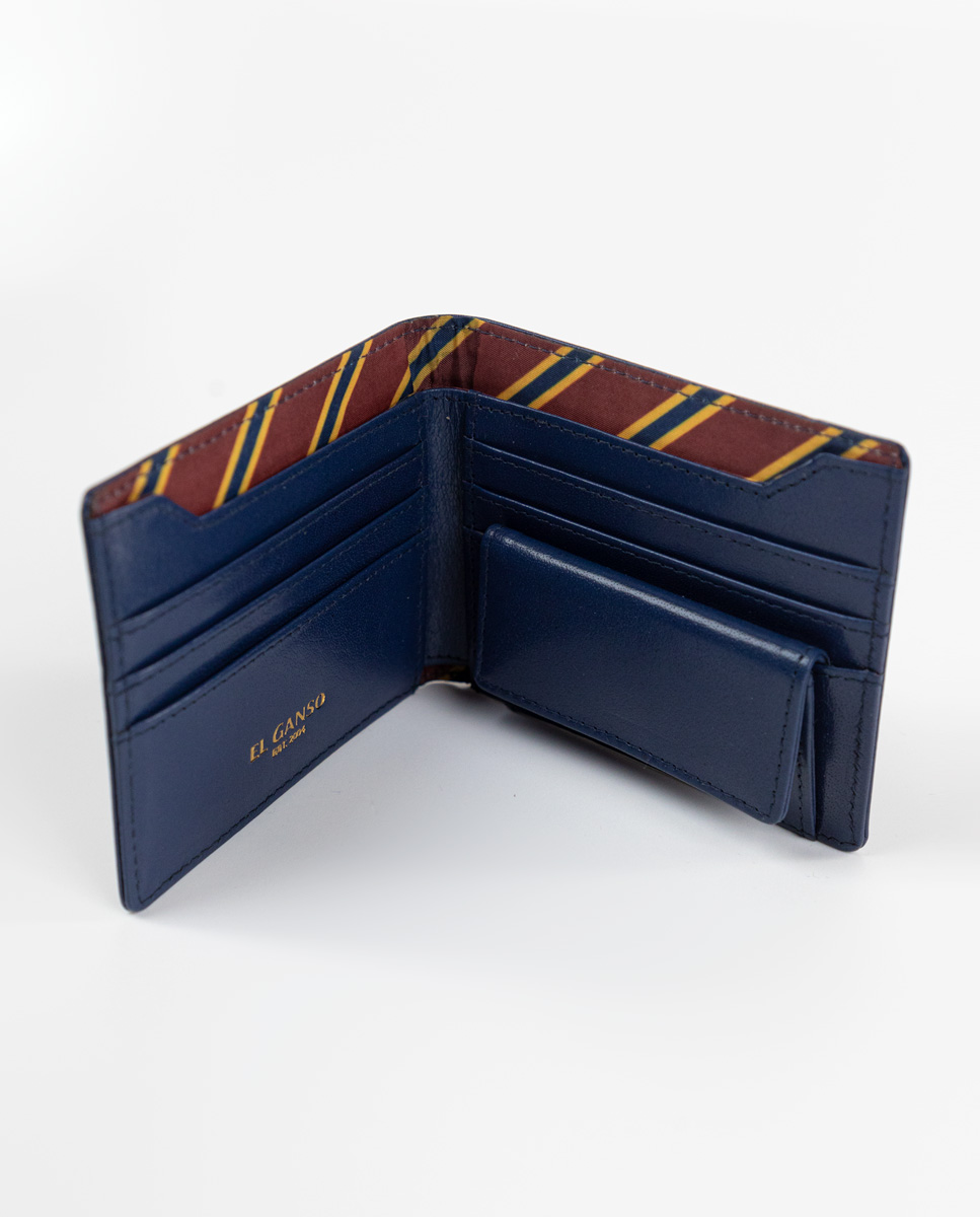 Carteira de couro azul marinho