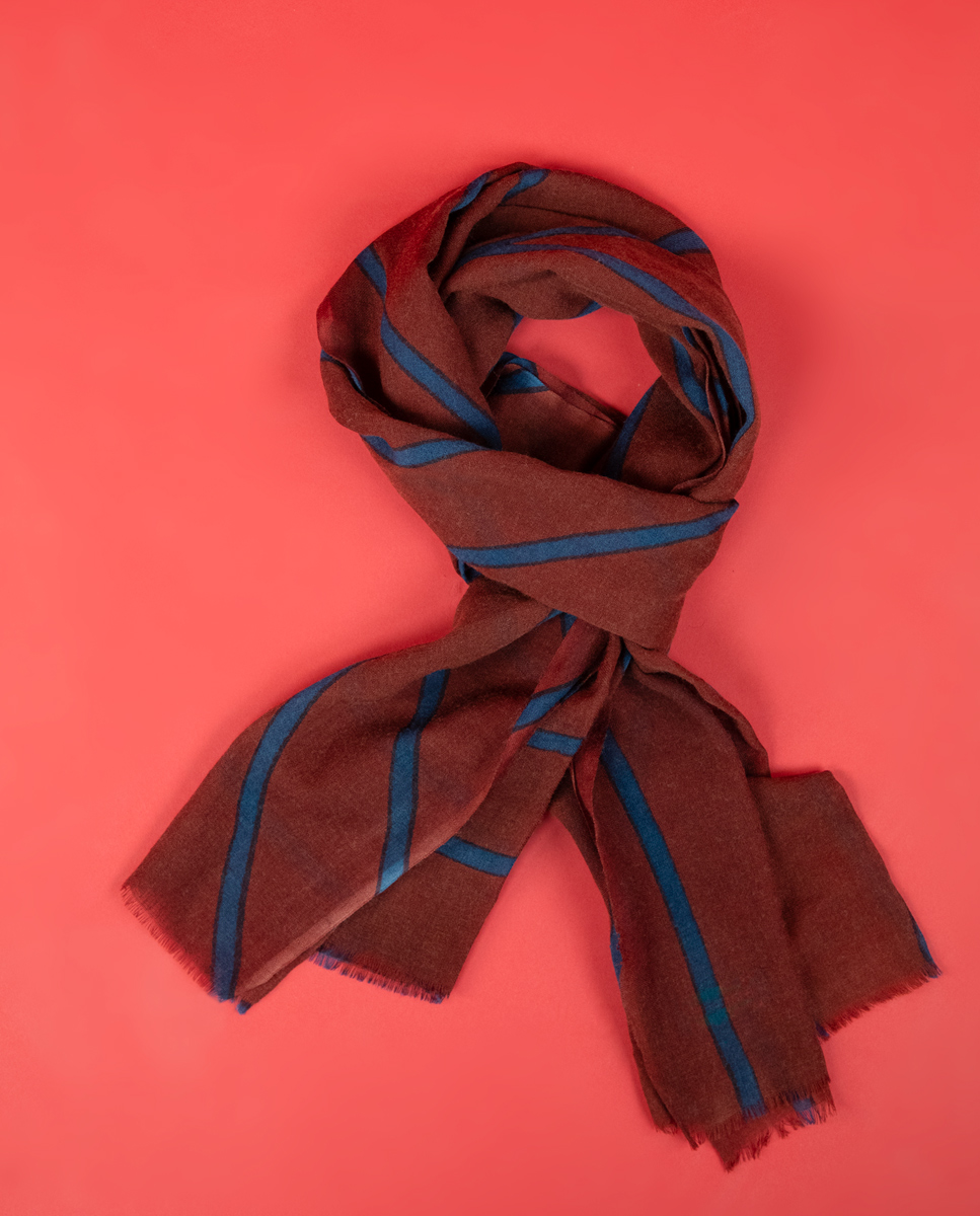 Foulard Lana Rojo Azul Rayas
