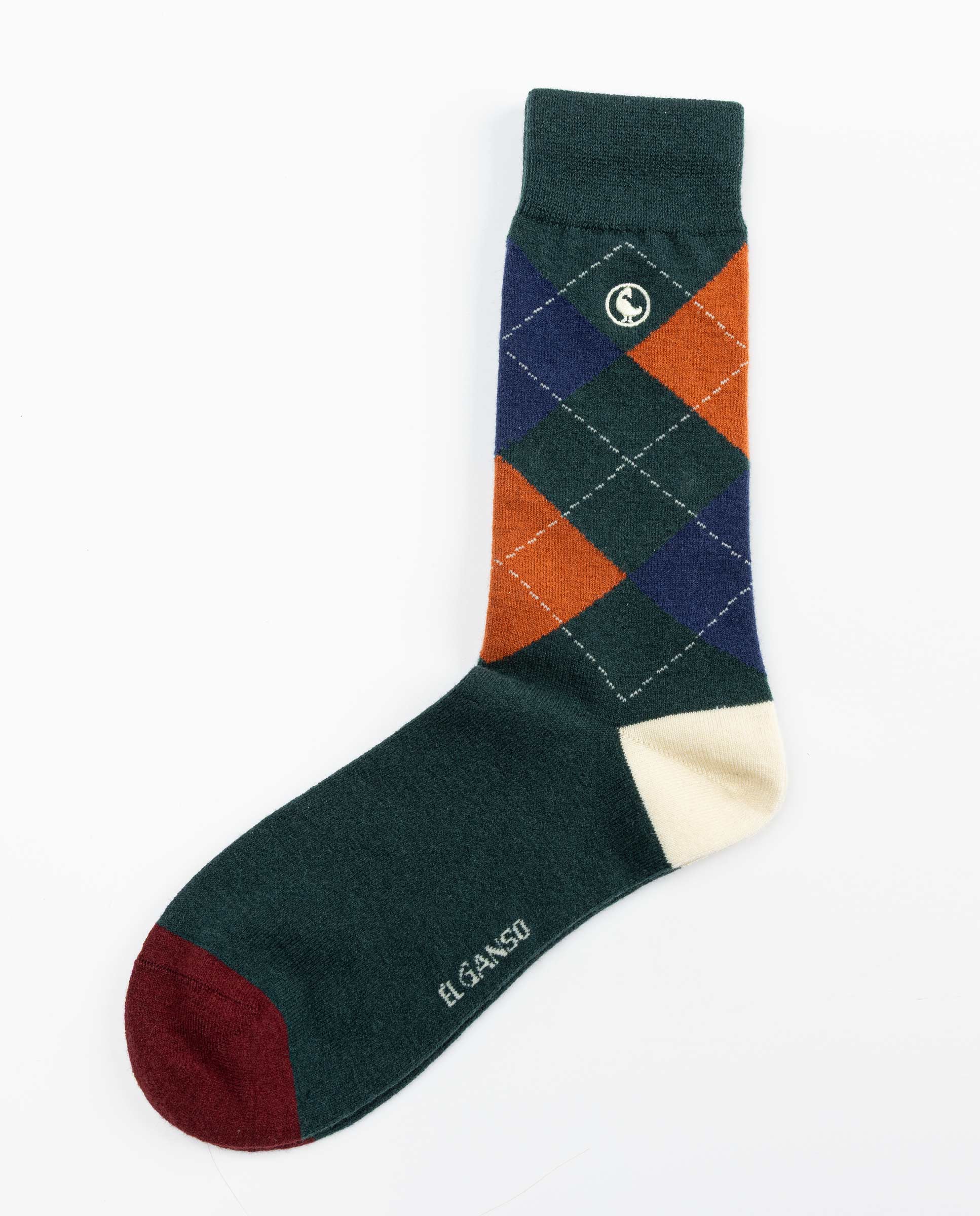 Chaussette Verte Losanges Laine