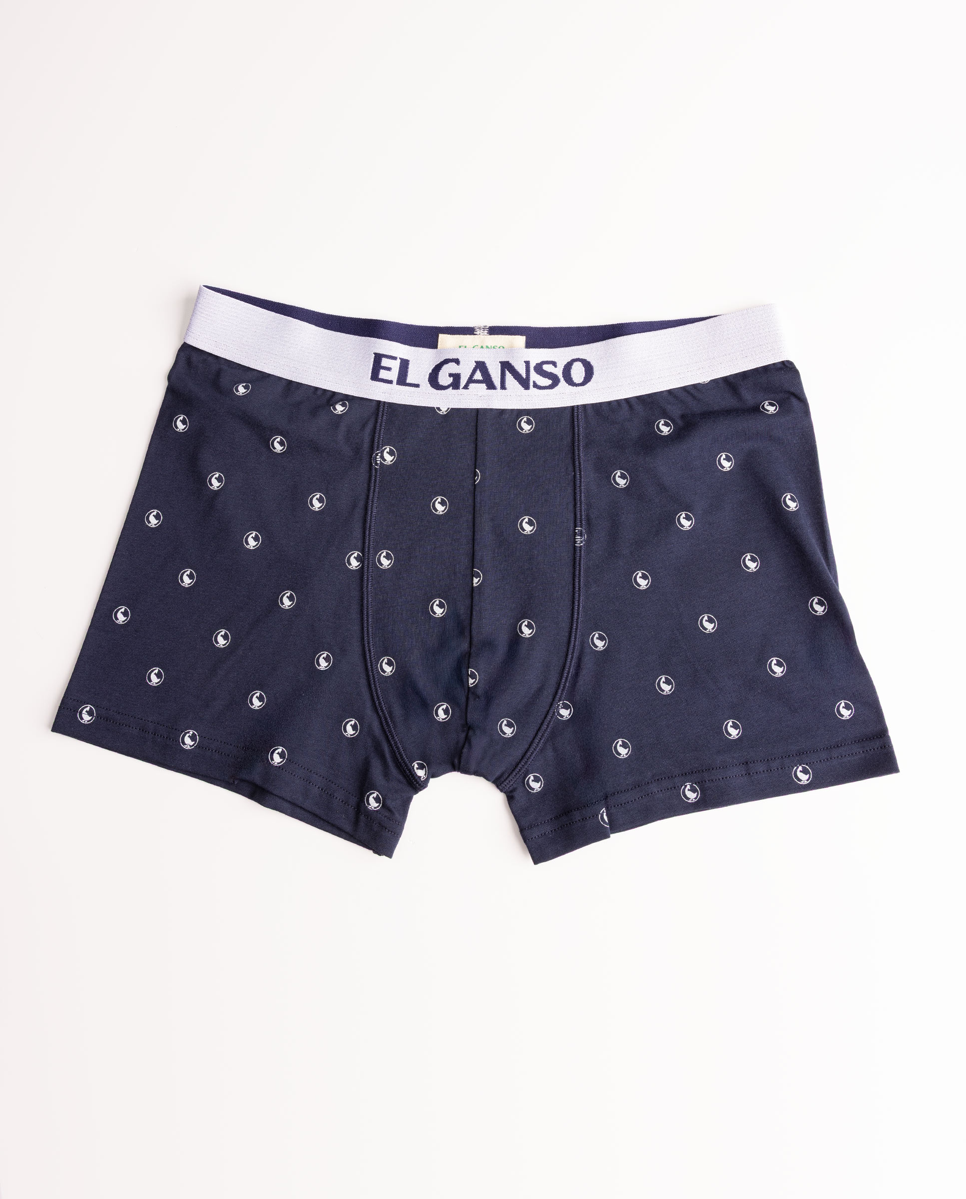Pack Boxer Punto Liso Blanco Marino Print Gansos