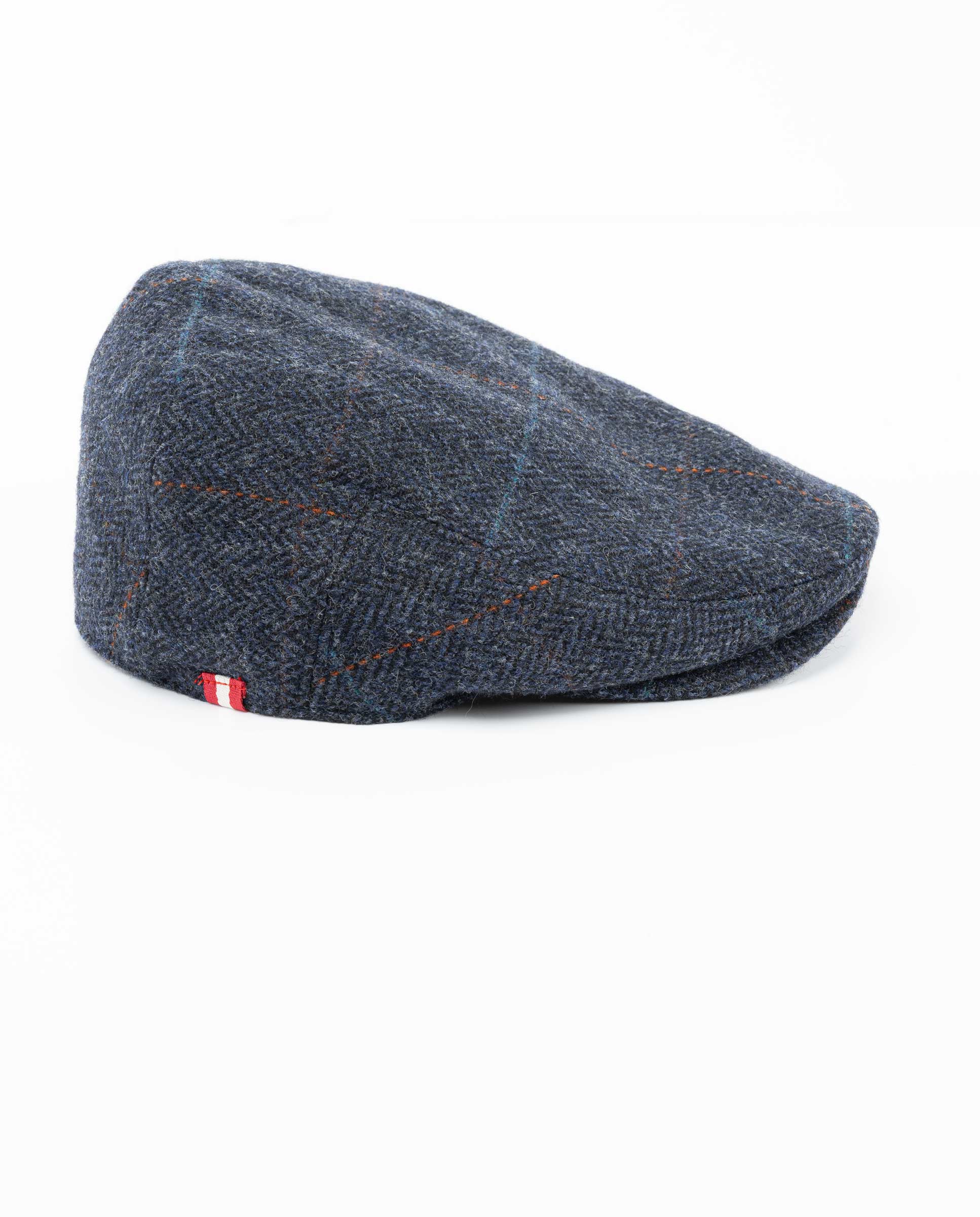 Navy Tartan Wool Flat Cap