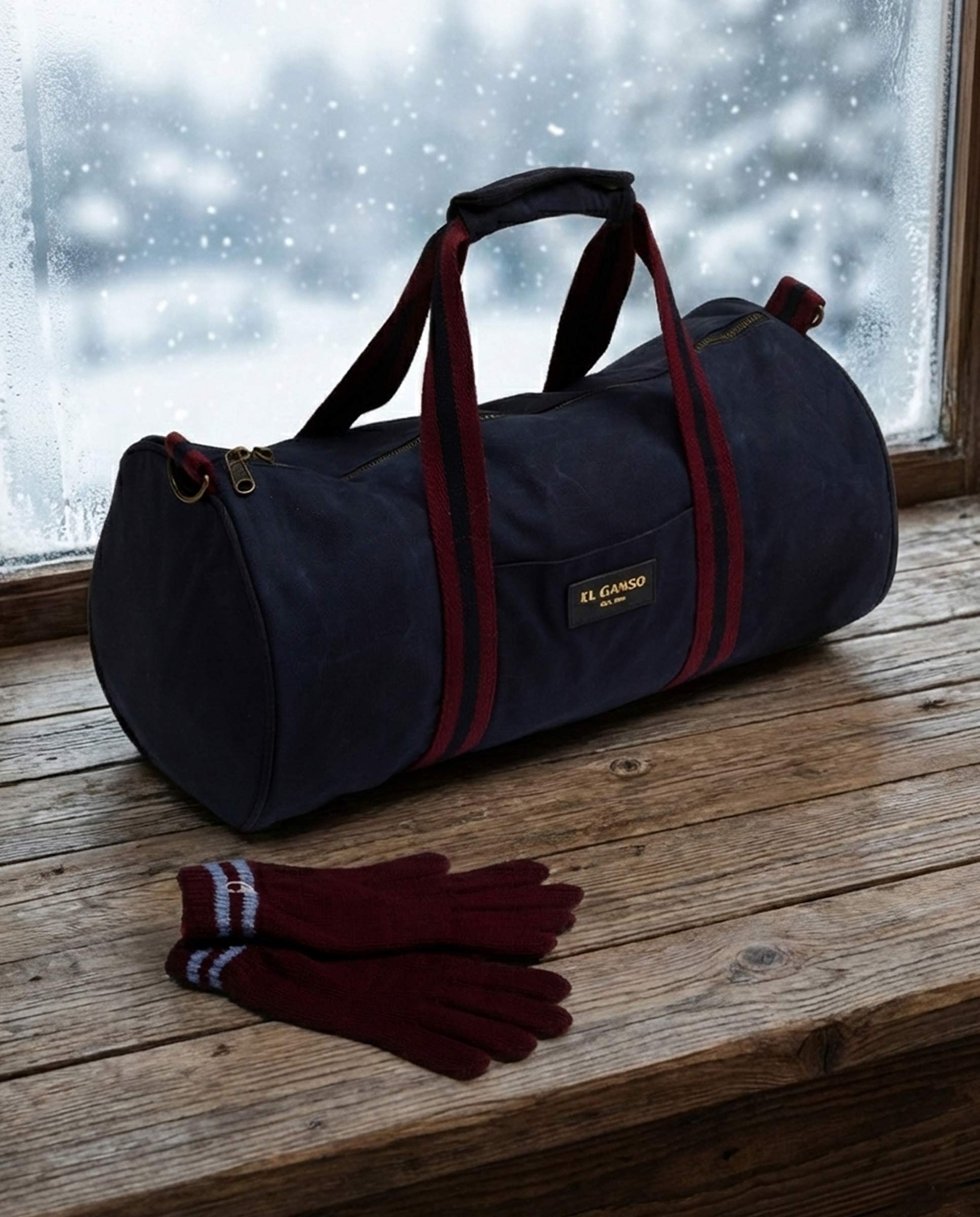 Bolsa Deporte Algodón Encerado Marino