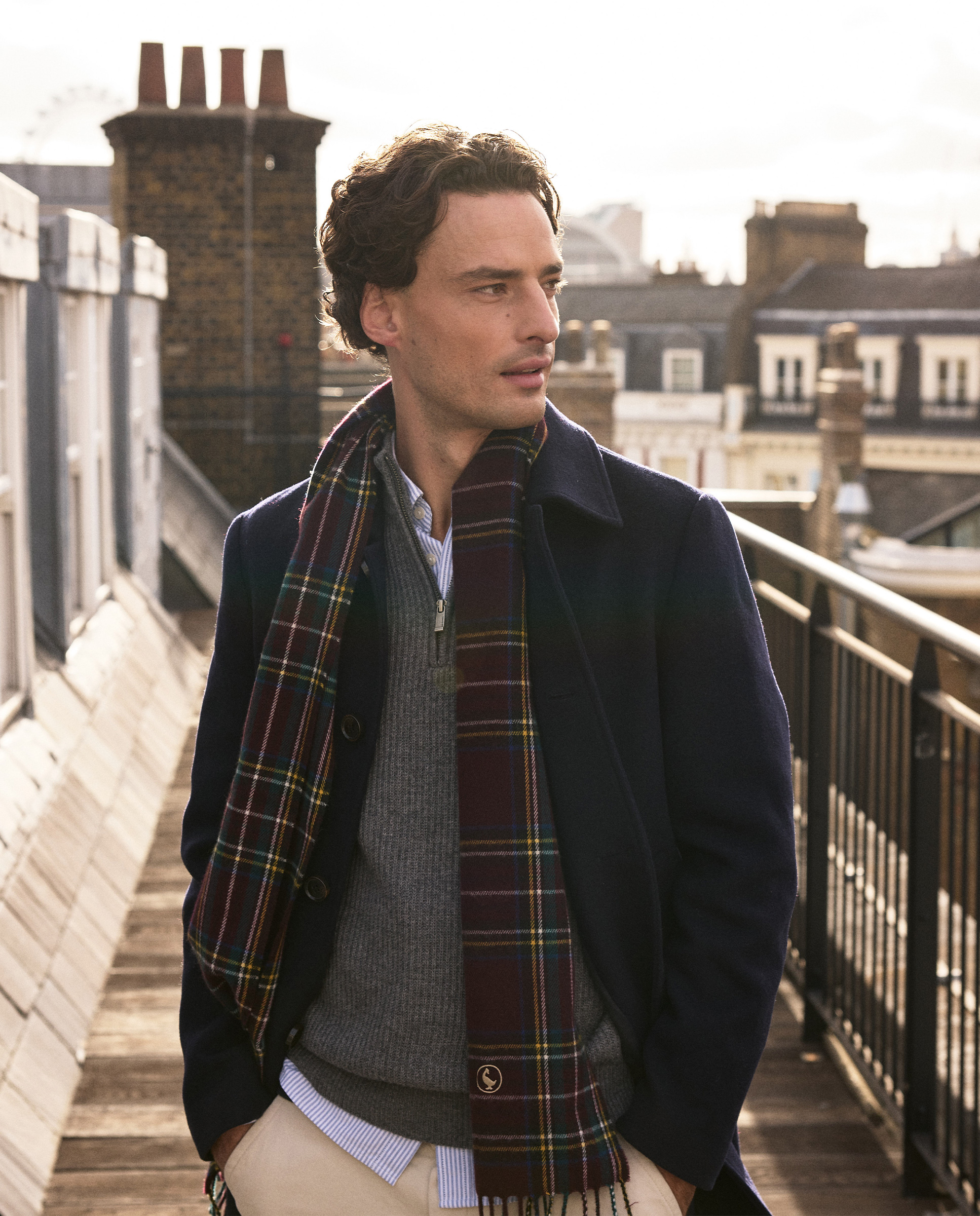 Bufanda Lana Cuadro Tartán Rojo