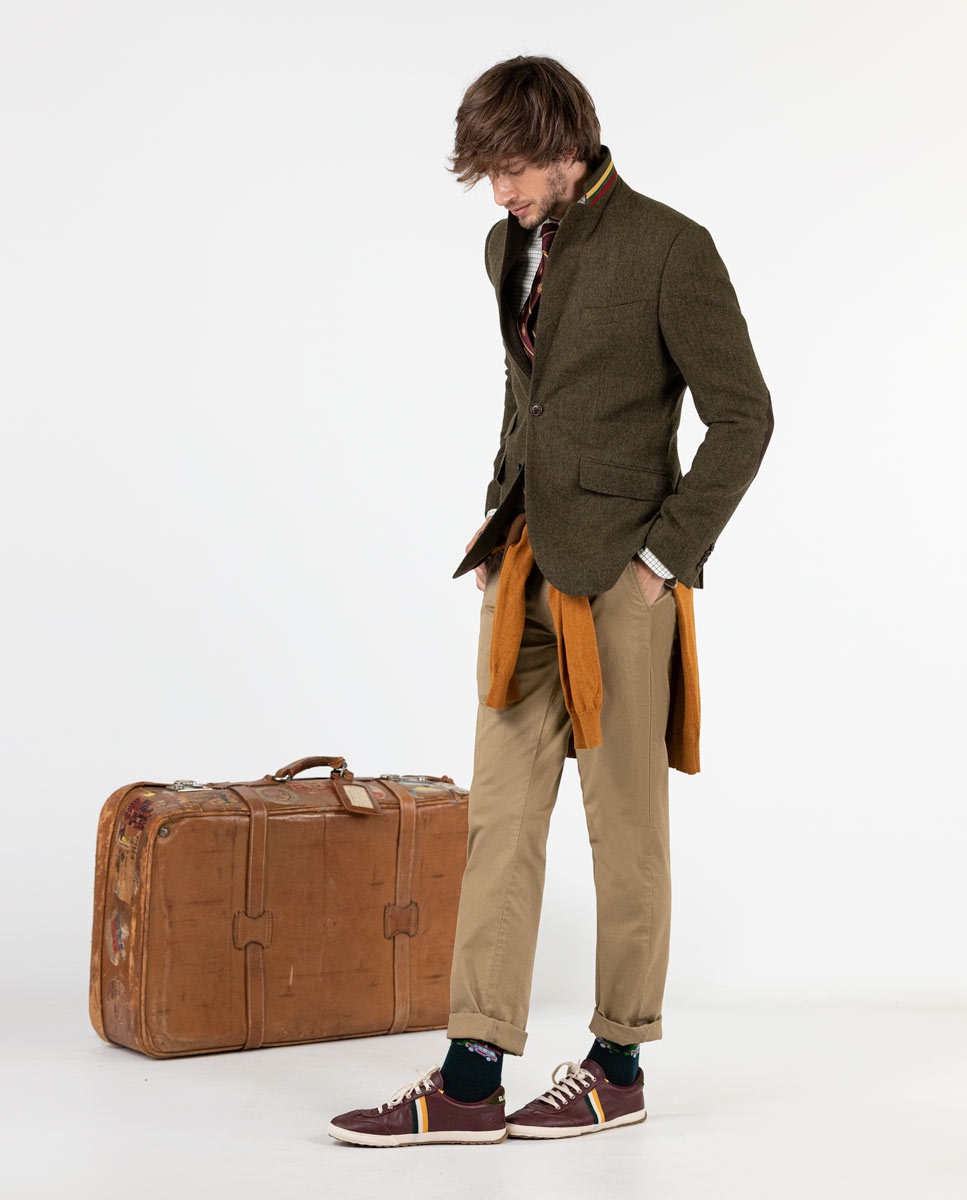 Green Herringbone Blazer
