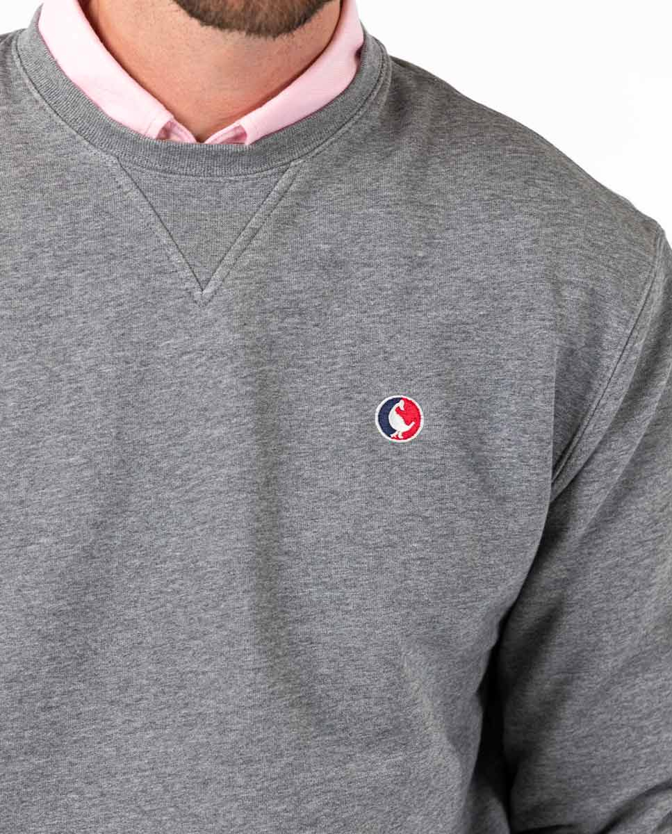 Grey Garment Dyed Sweatshirt W/Round Neck