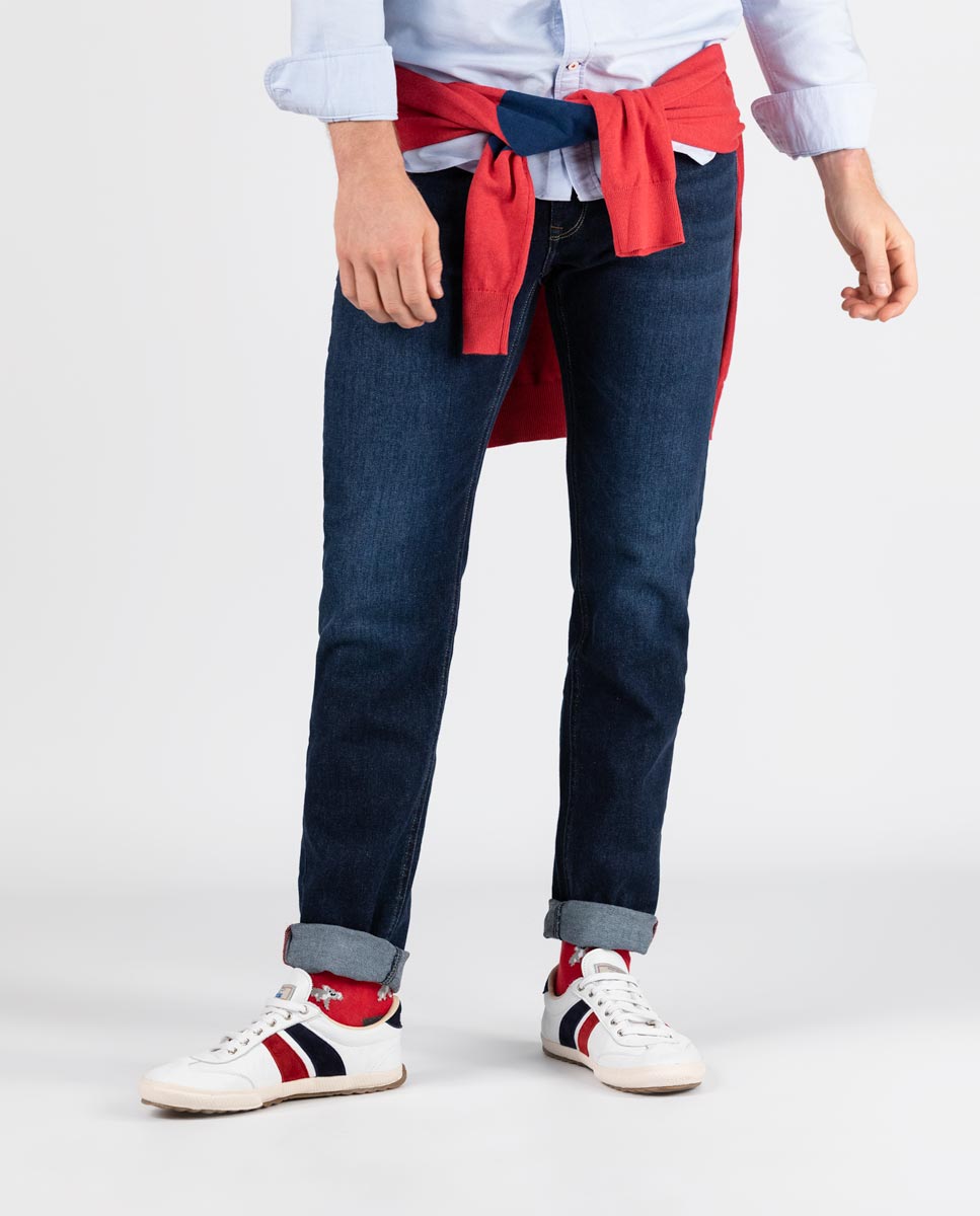 Blue Regular Fit Denim Trousers