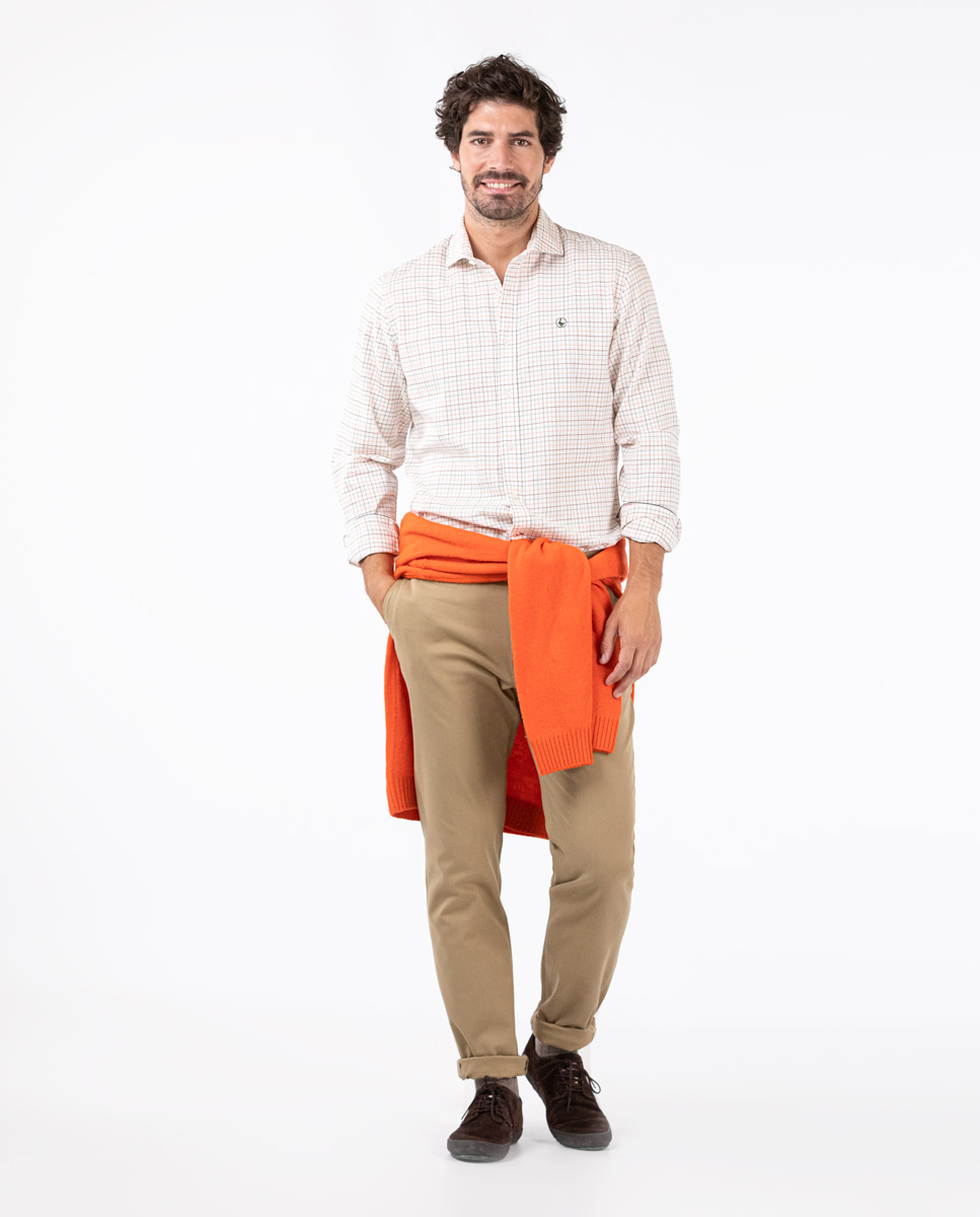Camisa Cuadro Tattersall Villela Verde y Naranja
