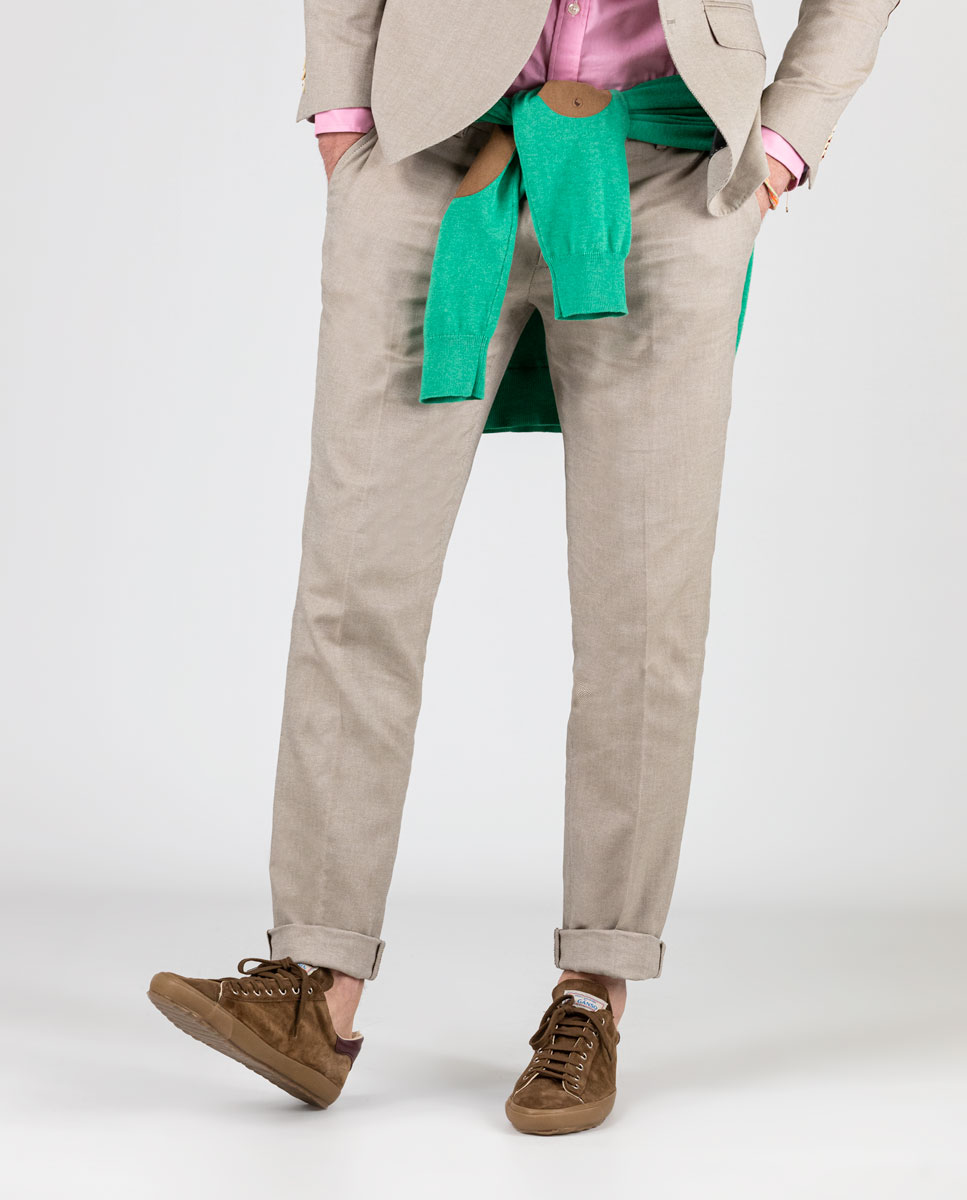 Pantalon Assorti Panama Bicolore Vert