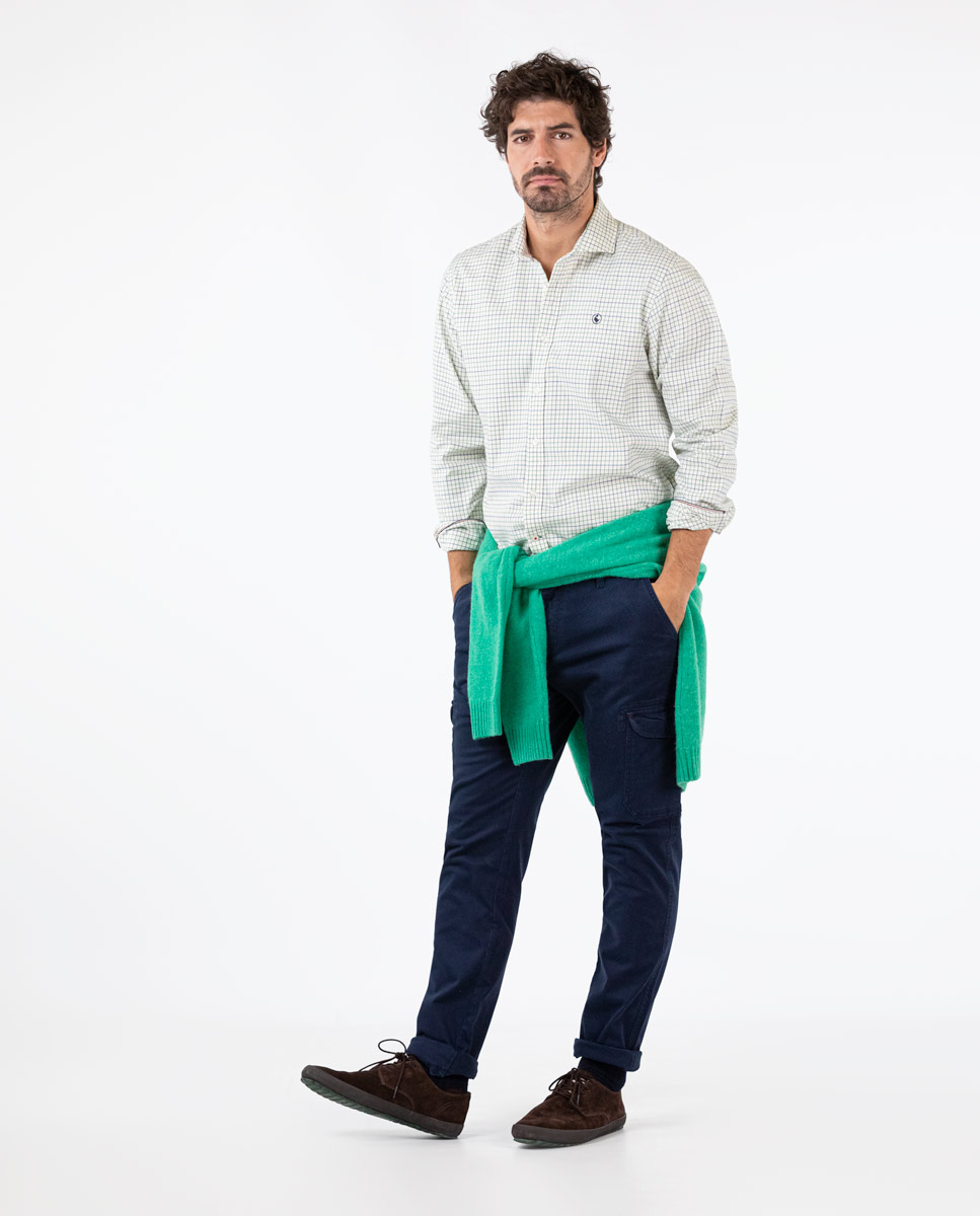 Camisa Cuadro Tattersall Villela Verde y Azul