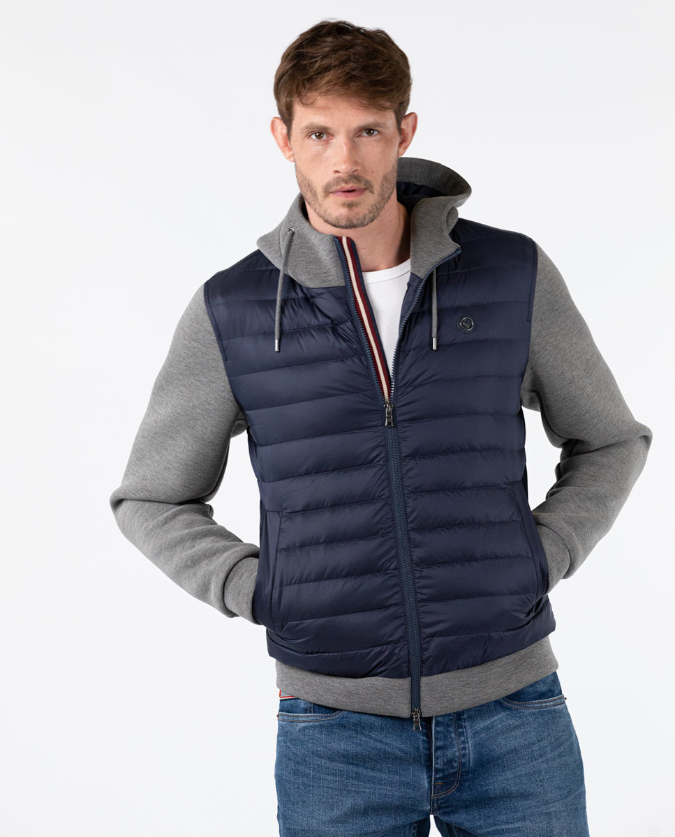 Cazadora Mangas Neopreno Capucha Marino