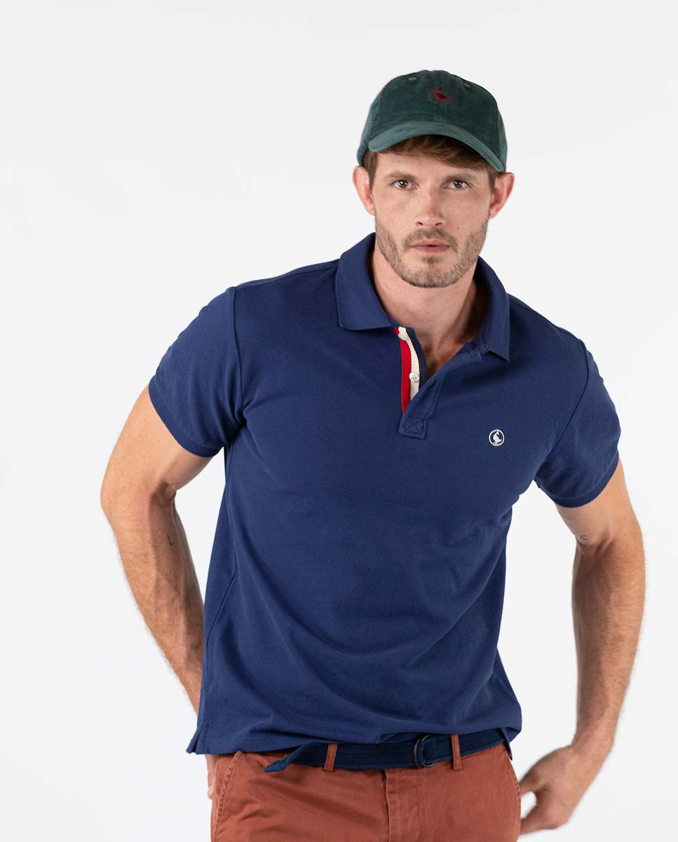 Polo Piqué Manga Corta Azul