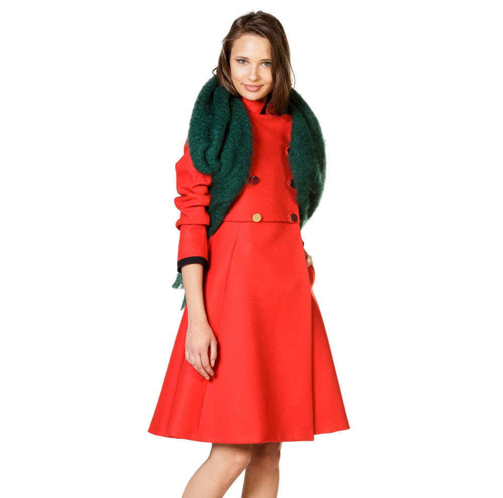 Mantel Lady Schornsteinkragen Zweireiher Rot