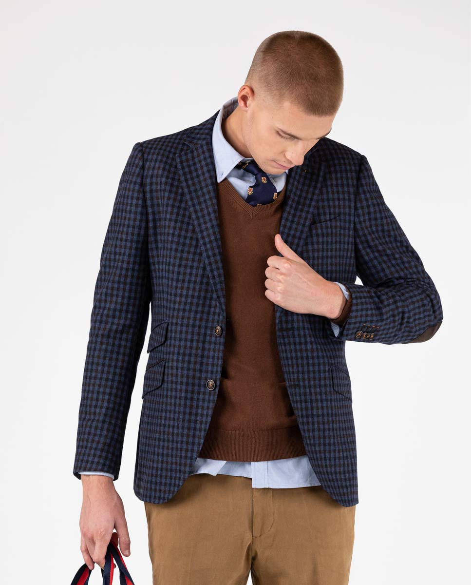 Two-Toned Blue Tattersall Blazer