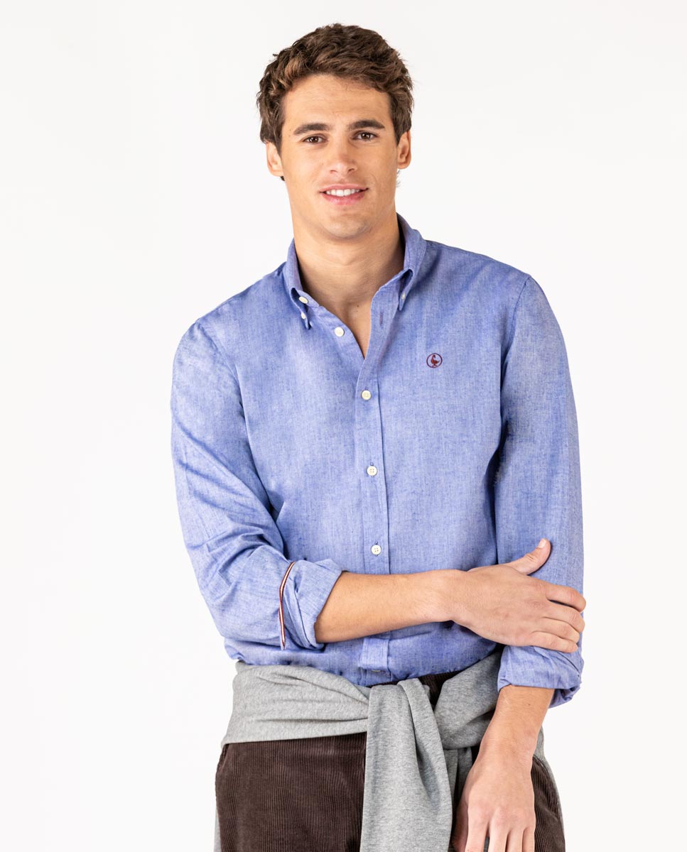 Navy mélange oxford shirt