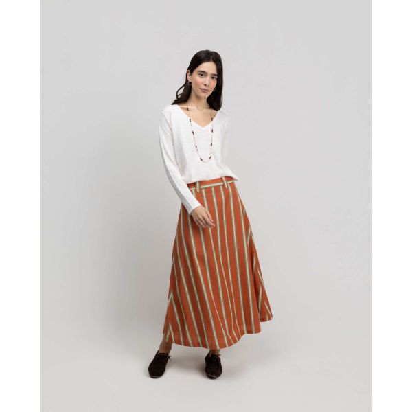 Nicoletta Coral Striped Skirt