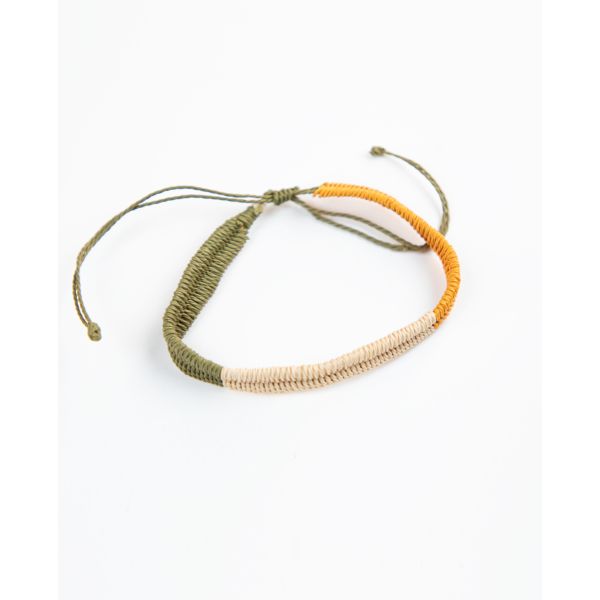 Bracelet Tricolore Moutarde Écru Kaki
