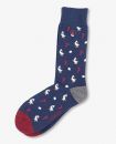 Navy Cotton Socks W Stripes & Geese